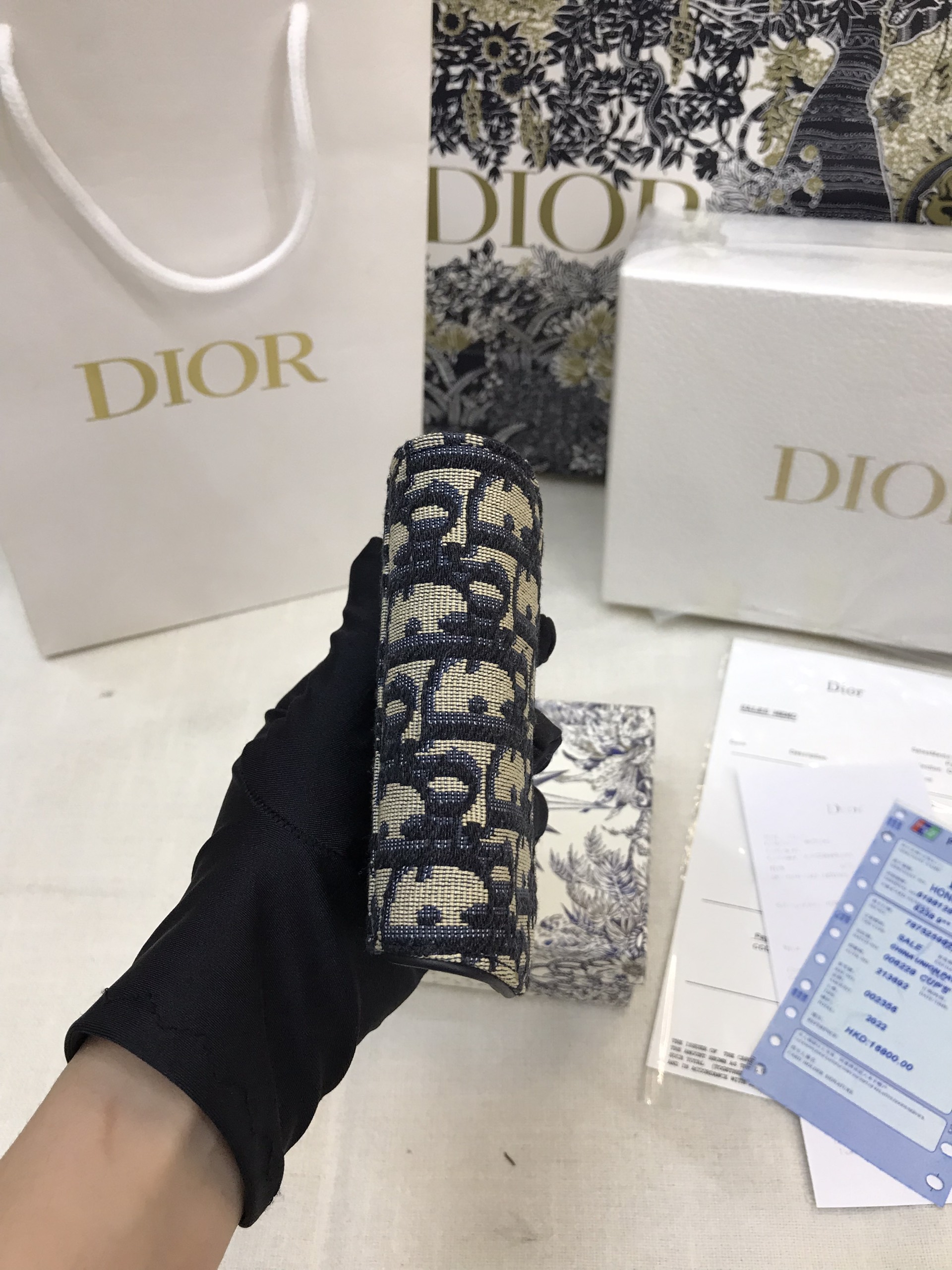 Ví Saddle Lotus Wallet Blue Dior Oblique Jacquard Siêu Cấp