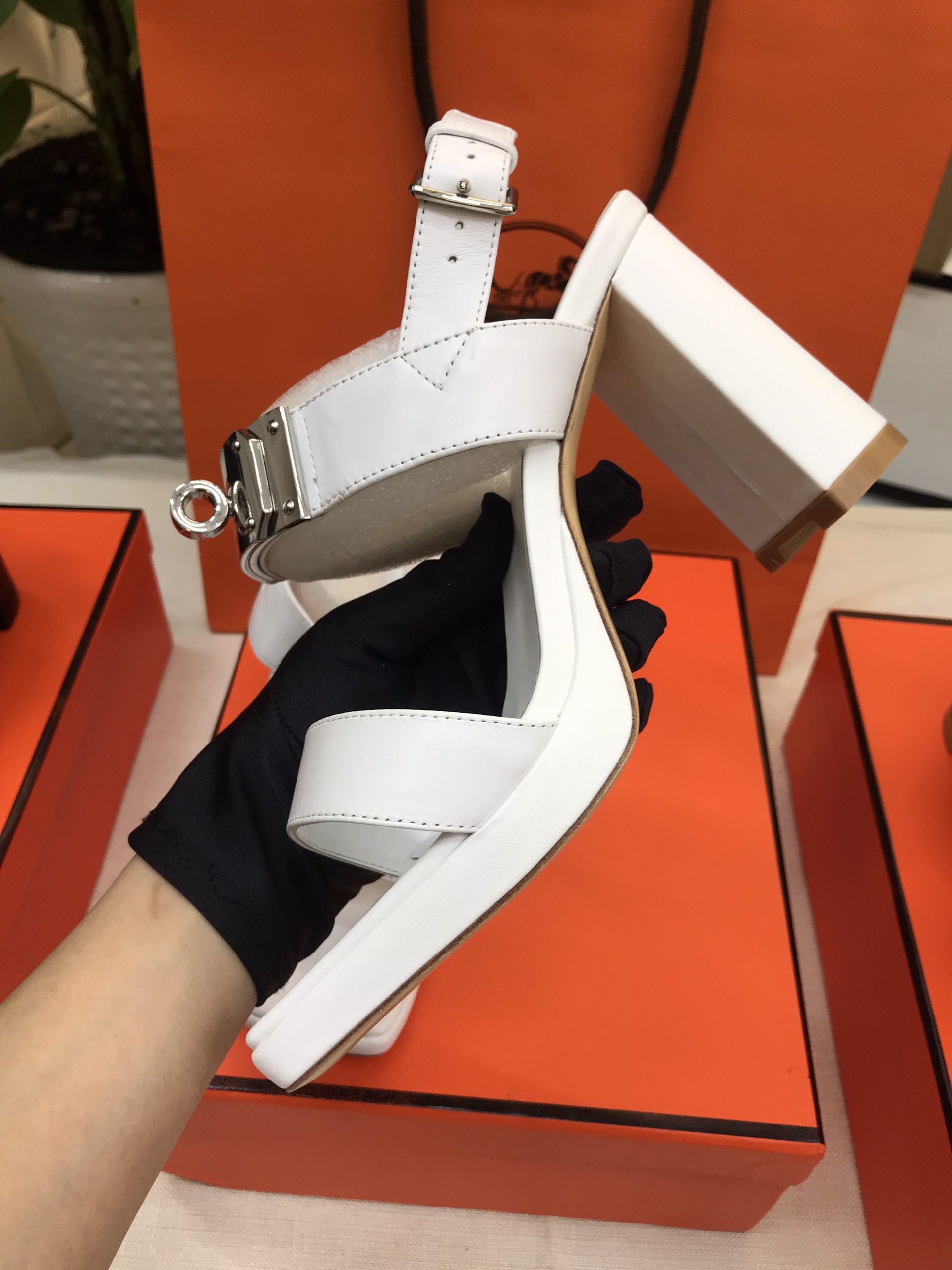 Giày Hermes Ilona 90 Sandal Siêu Cấp Màu Trắng Size 39