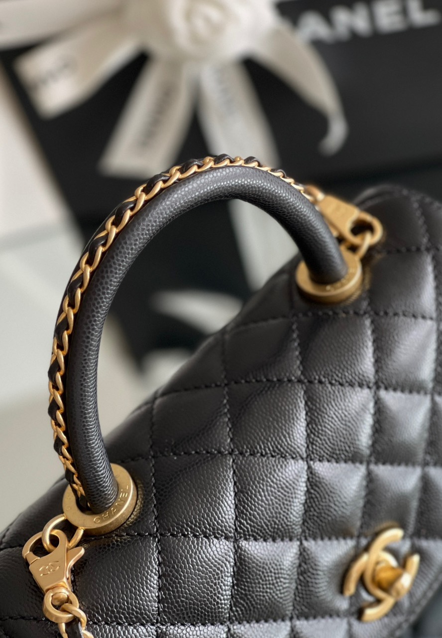 Túi Xách Chanel Coco Vip Quai Viền Xích Màu Đen Size 24cm