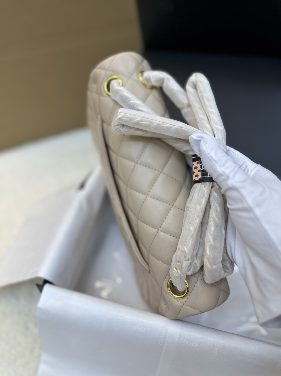Túi Xách Chanel Classic Flap Màu Trắng Kem Size 25cm