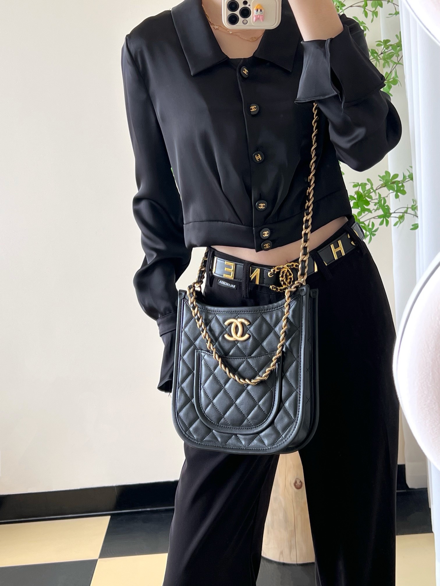 Túi Chanel Hobo Super Màu Đen Size 22cm