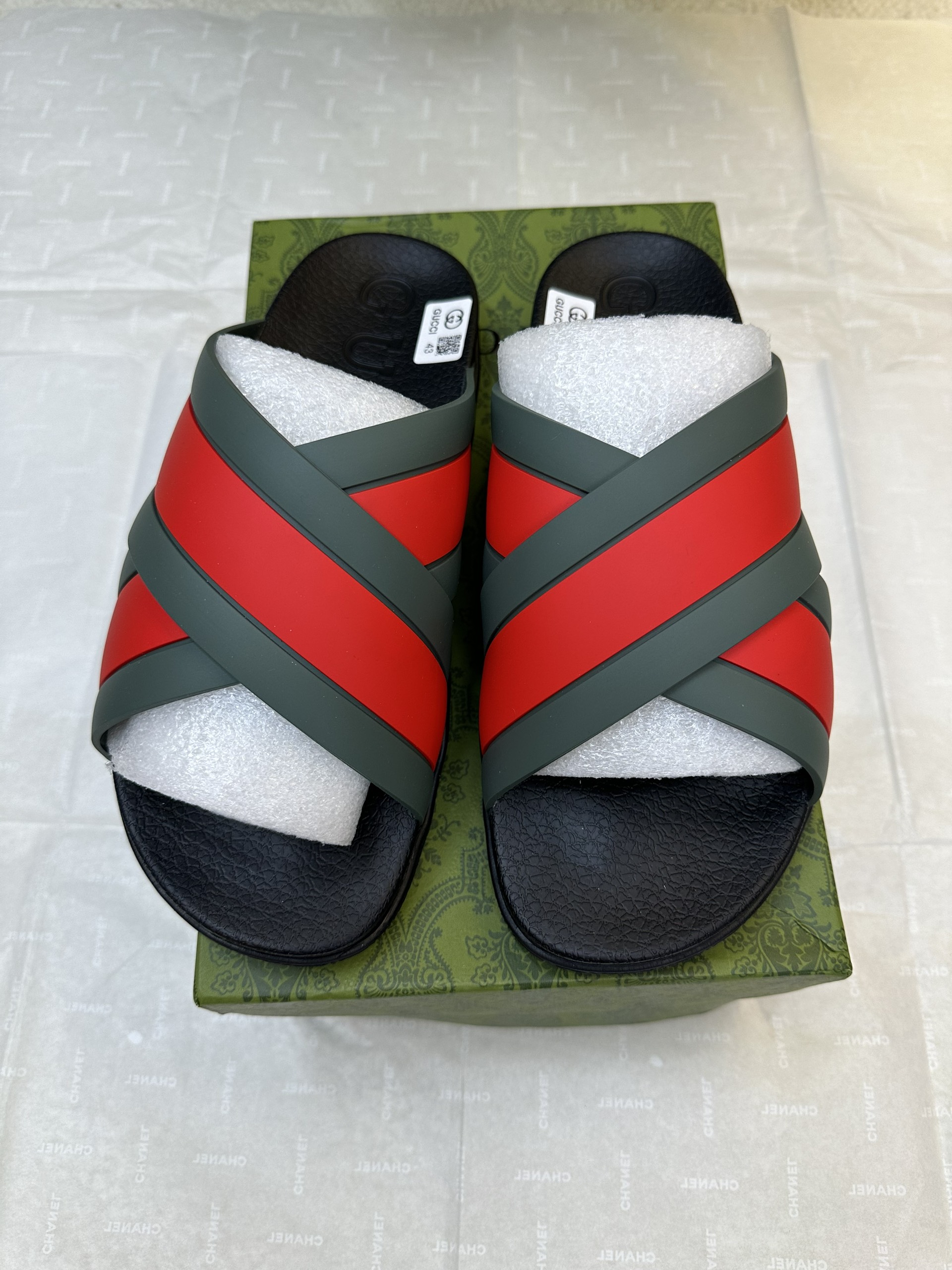 Dép Gucci Striped Rubber Slides Siêu Cấp Size 43