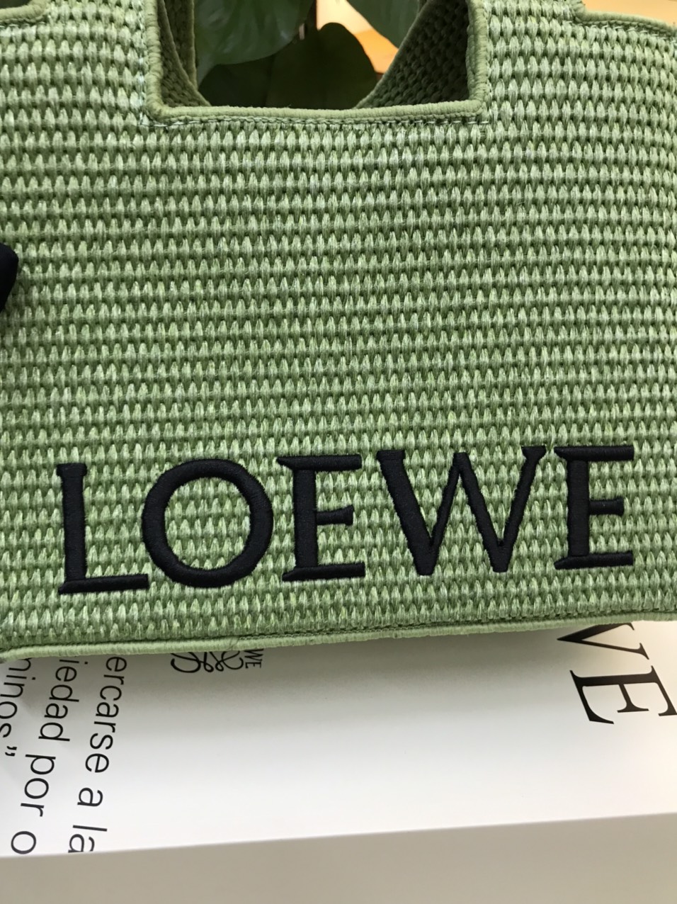 Túi Loewe Small Font Tote In Raffia Màu Xanh Size 25cm