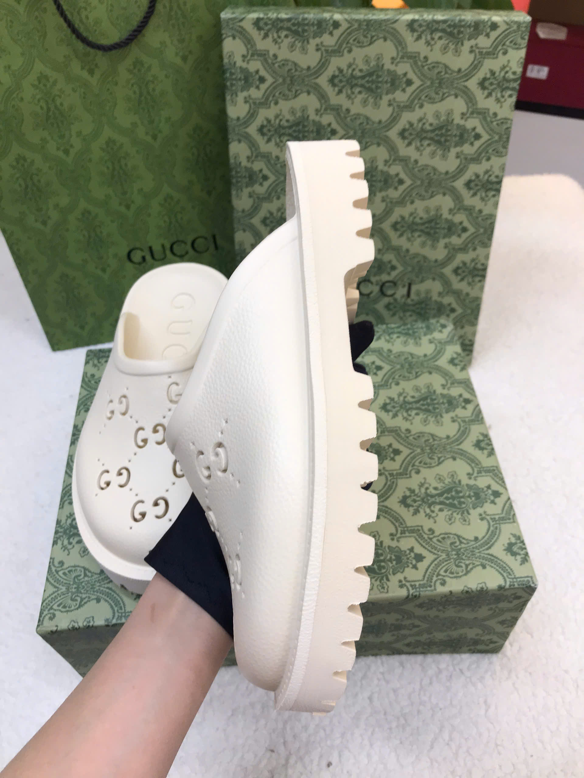 Giày/Dép Gucci Slip-On Sandal Siêu Cấp Màu Trắng Size 37