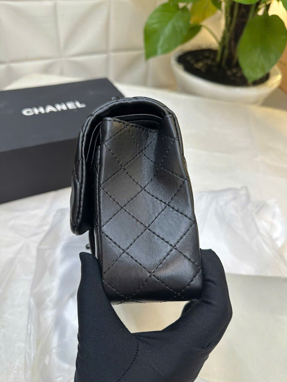 Túi Chanel Classic Flap Super Màu Đen Khóa Đen Size 25cm