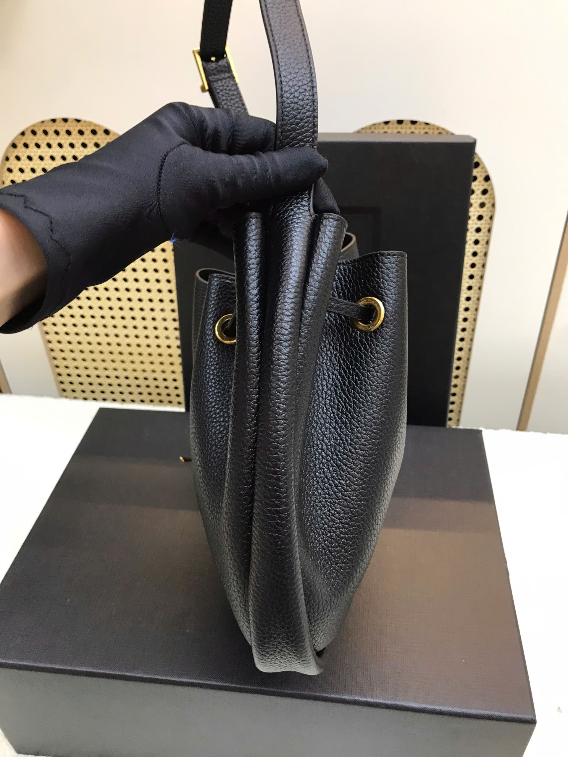 Túi YSL Paris VII Small Hobo In Grained Leather Black Siêu Cấp Size 30cm