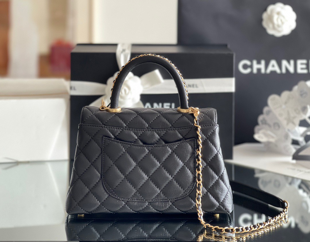 Túi Xách Chanel Coco Vip Quai Viền Xích Màu Đen Size 24cm