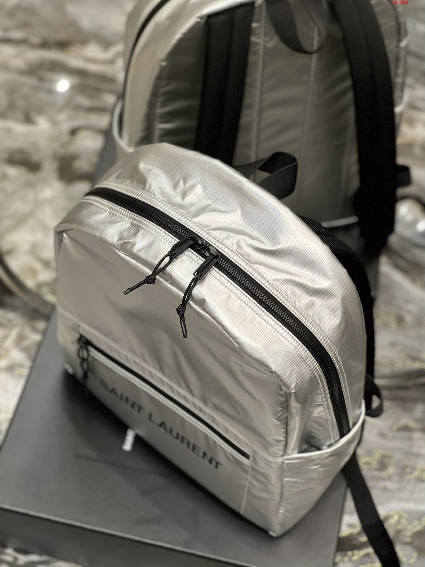 Balo YSL Siêu Cấp Nuxx Backpack In Nylon Màu Bạc Size 32 x 37 x 6 cm