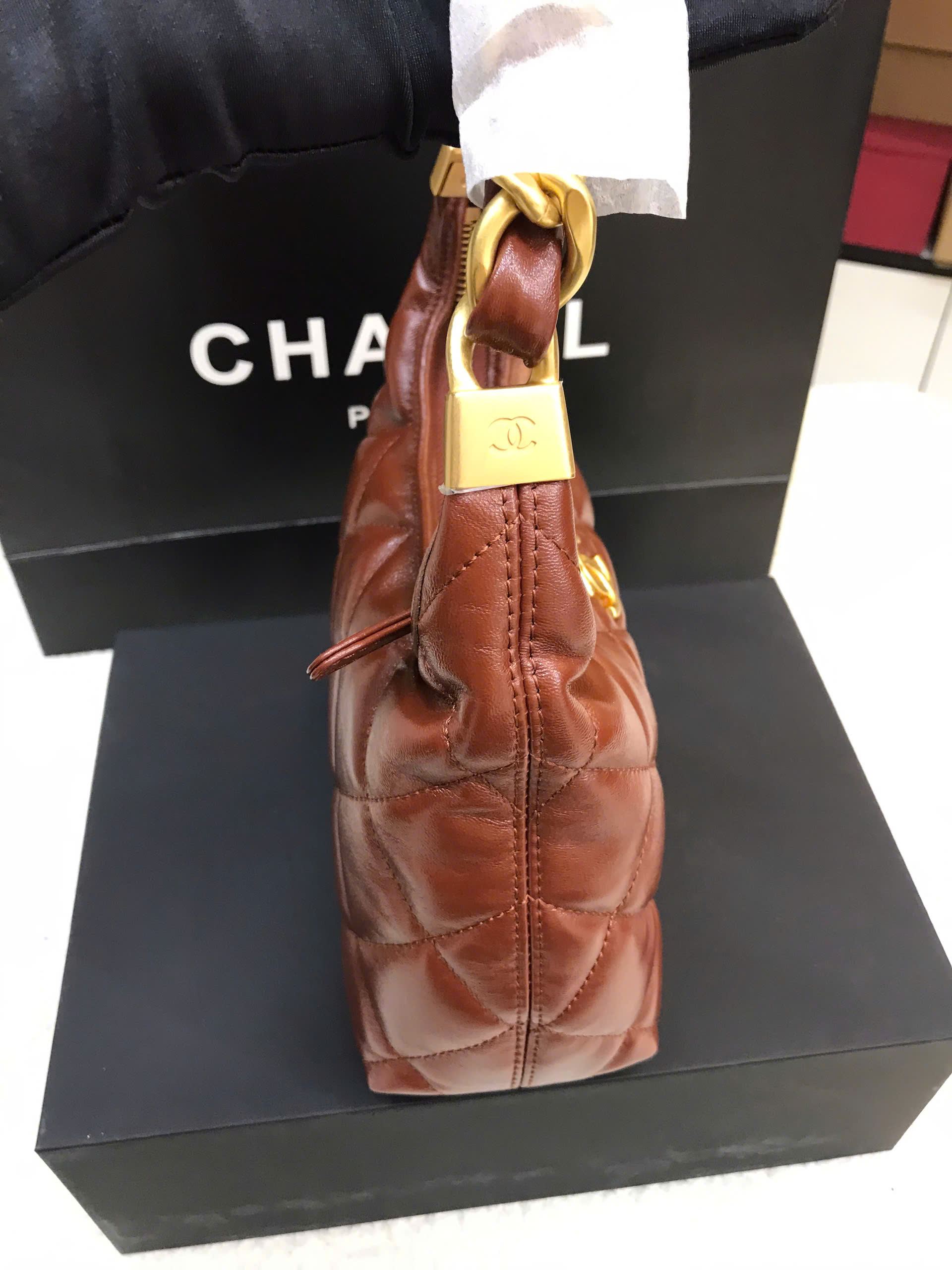 Túi Chanel Hobo Bag Brown Vip Size 22cm