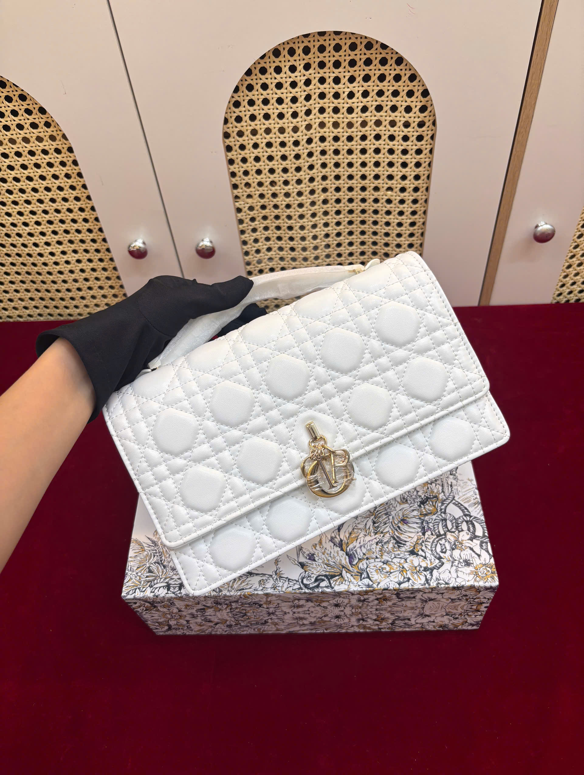Túi My Dior Top Handle Bag Màu Trắng Super Size 24cm