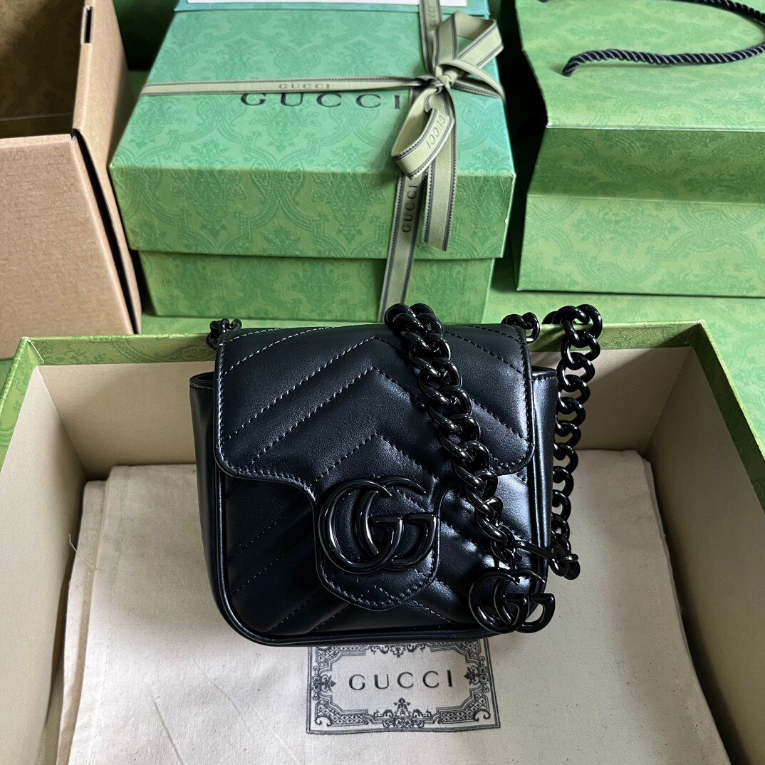 Túi Xách Gucci Marmont Siêu Cấp Màu Đen Size 12cm 739599