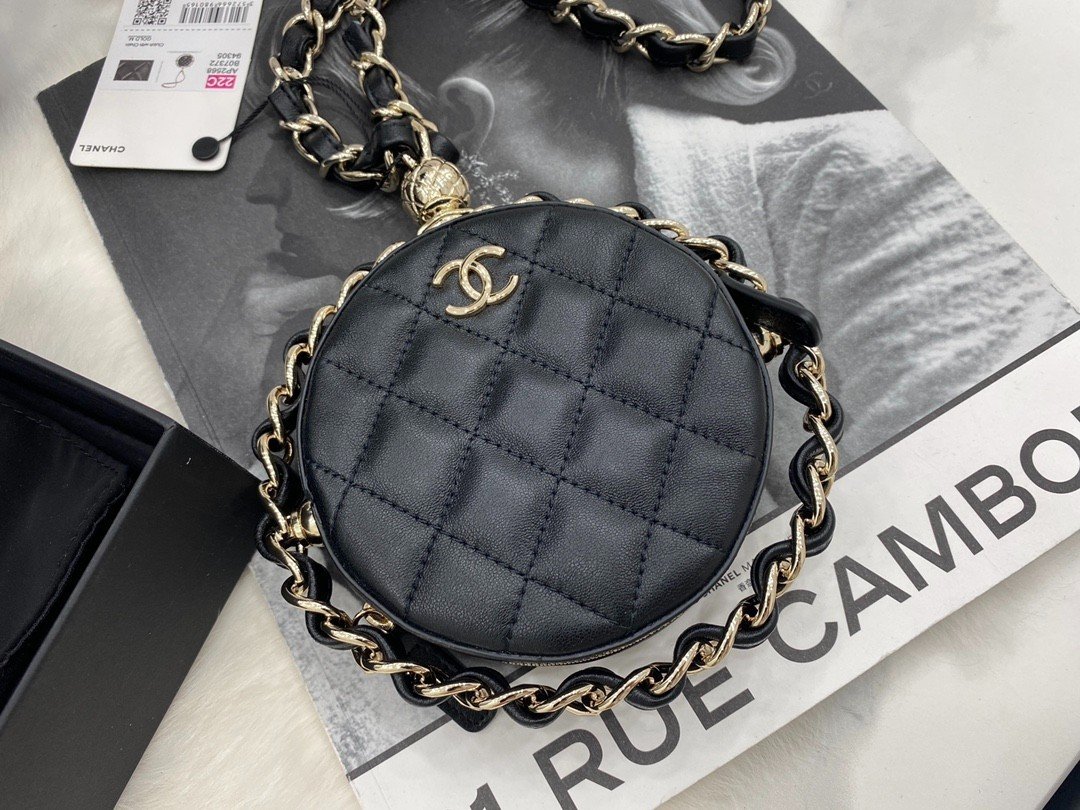 Túi Xách Chanel Tròn Siêu Cấp Size 12cm Màu Đen AP2568