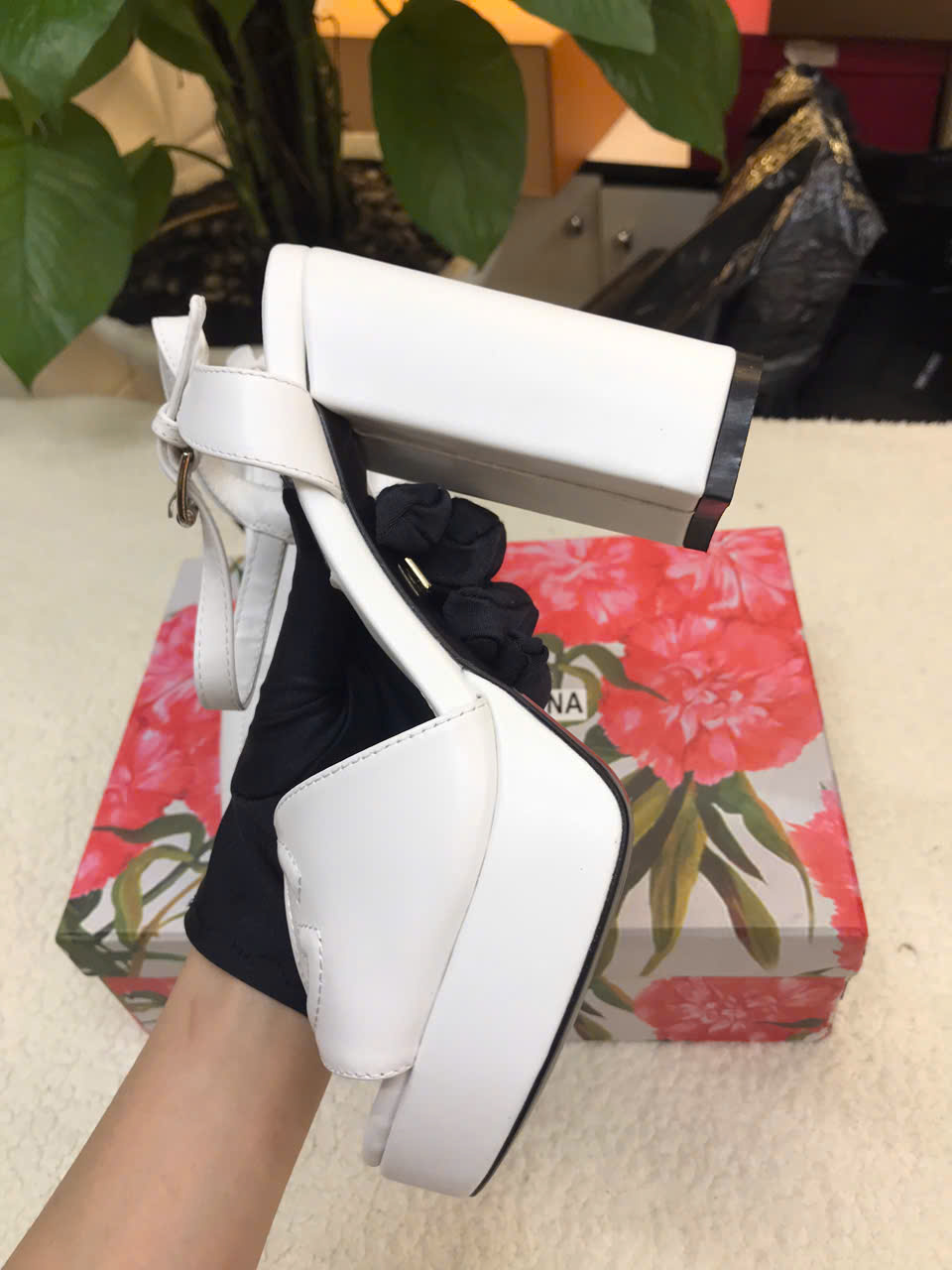 Giày D&G Calfskin Platform Sandals Siêu Cấp Màu Trắng Size 36