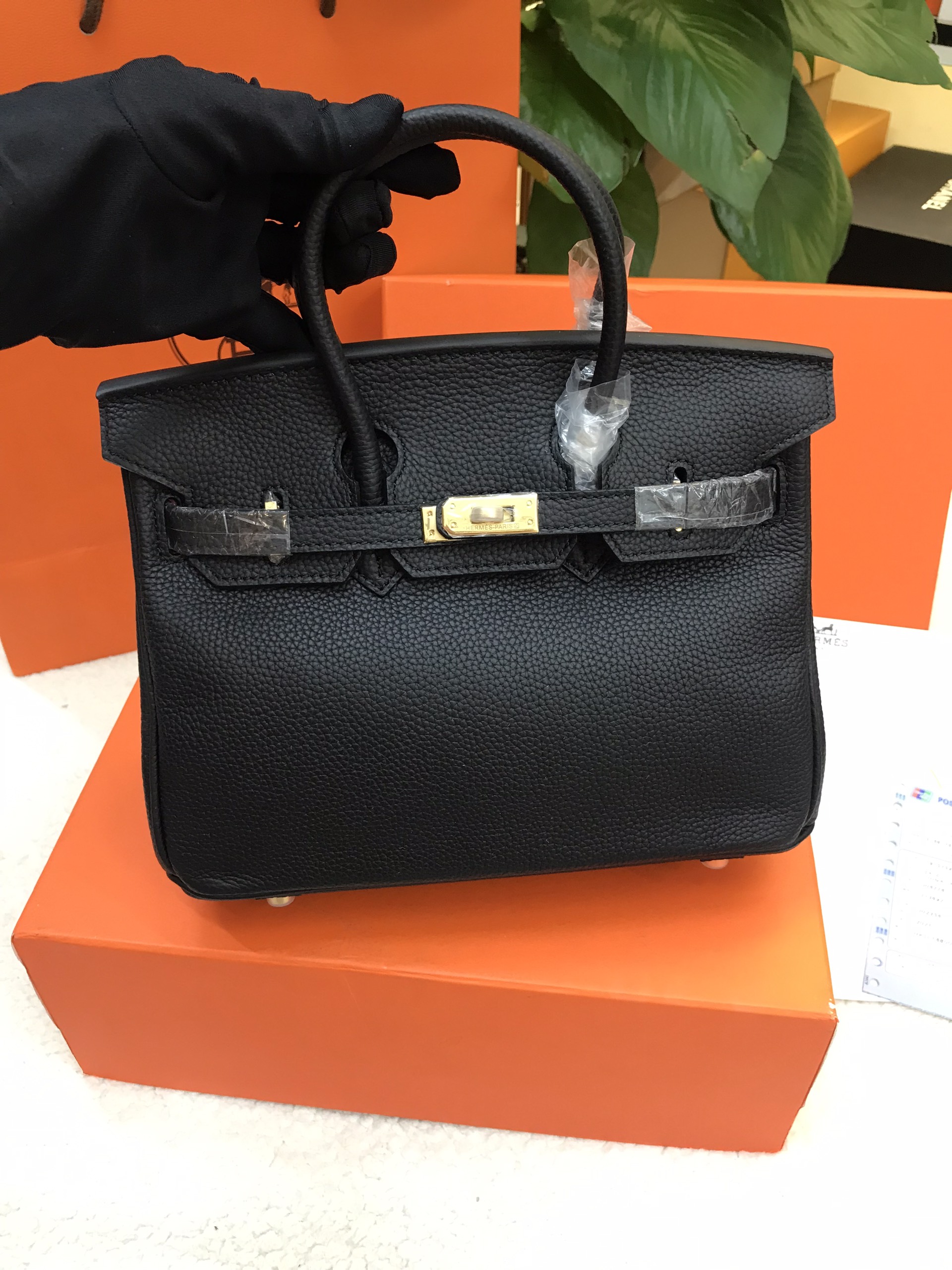 Túi Hermes Birkin 25 Super Màu Đen Khóa Vàng 25cm