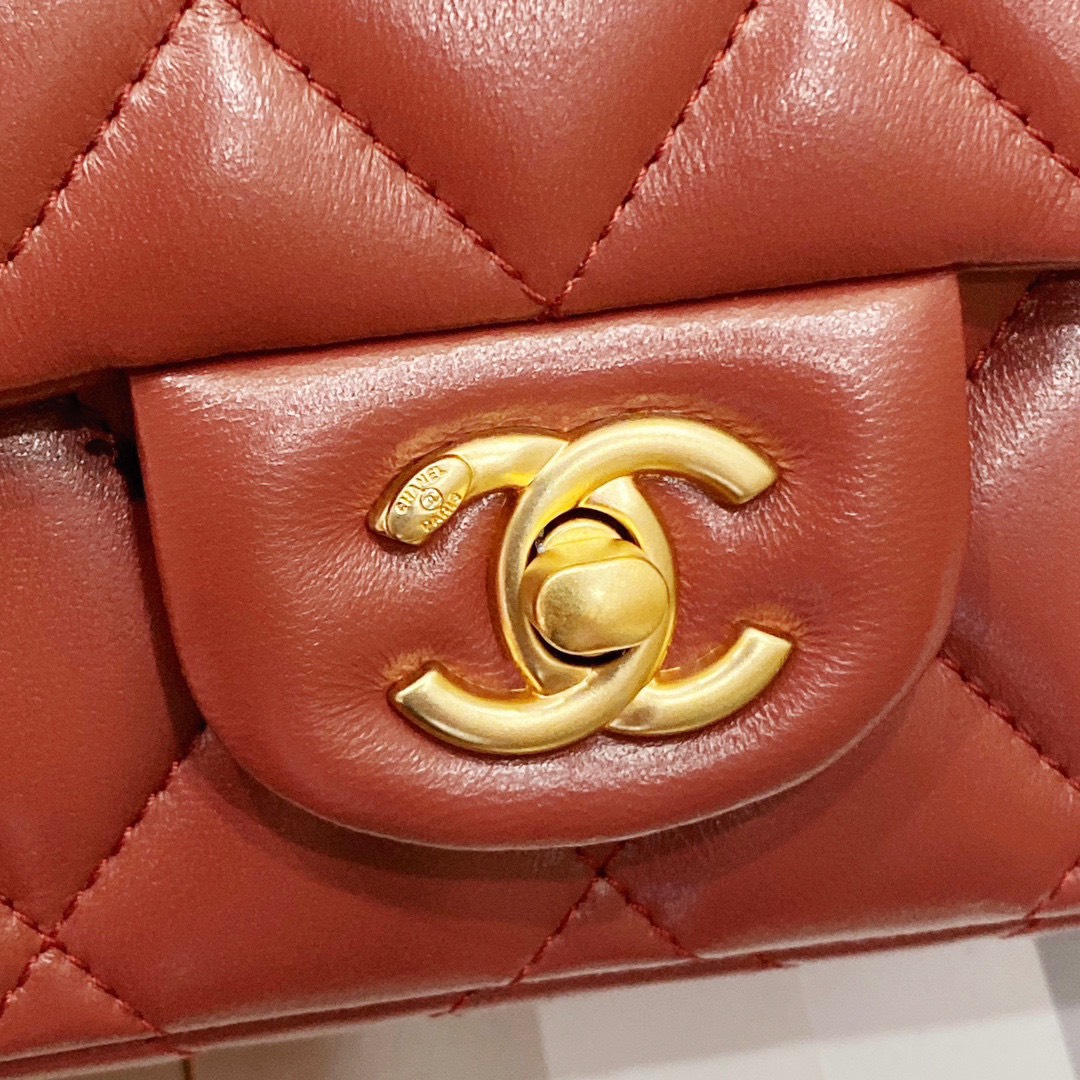 Túi Xách Chanel Classic 23A Siêu Cấp Da Lì Màu Đỏ Size 21cm