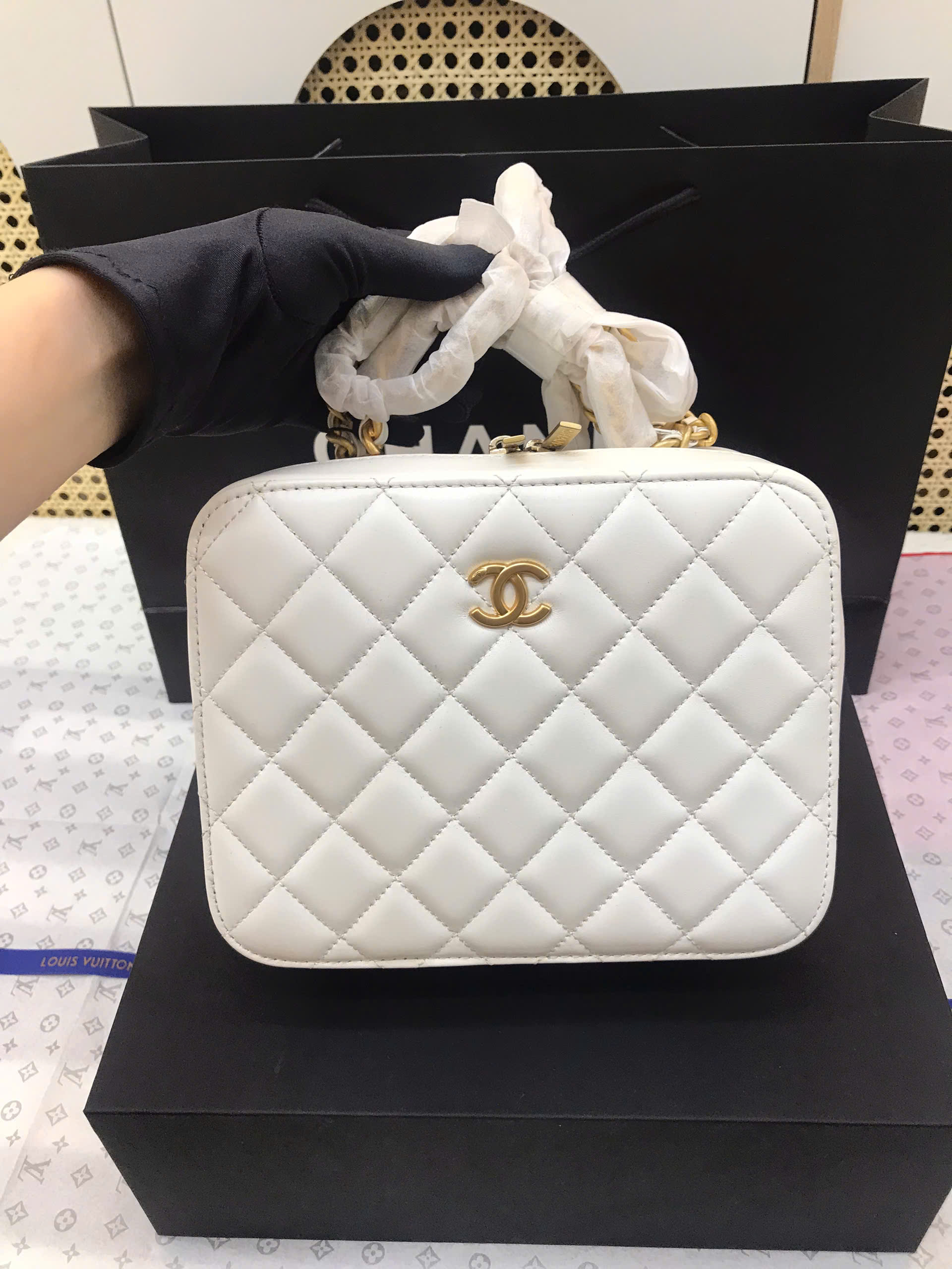 Túi Chanel Vanity White Bag Siêu Cấp Màu Trắng Size 20cm