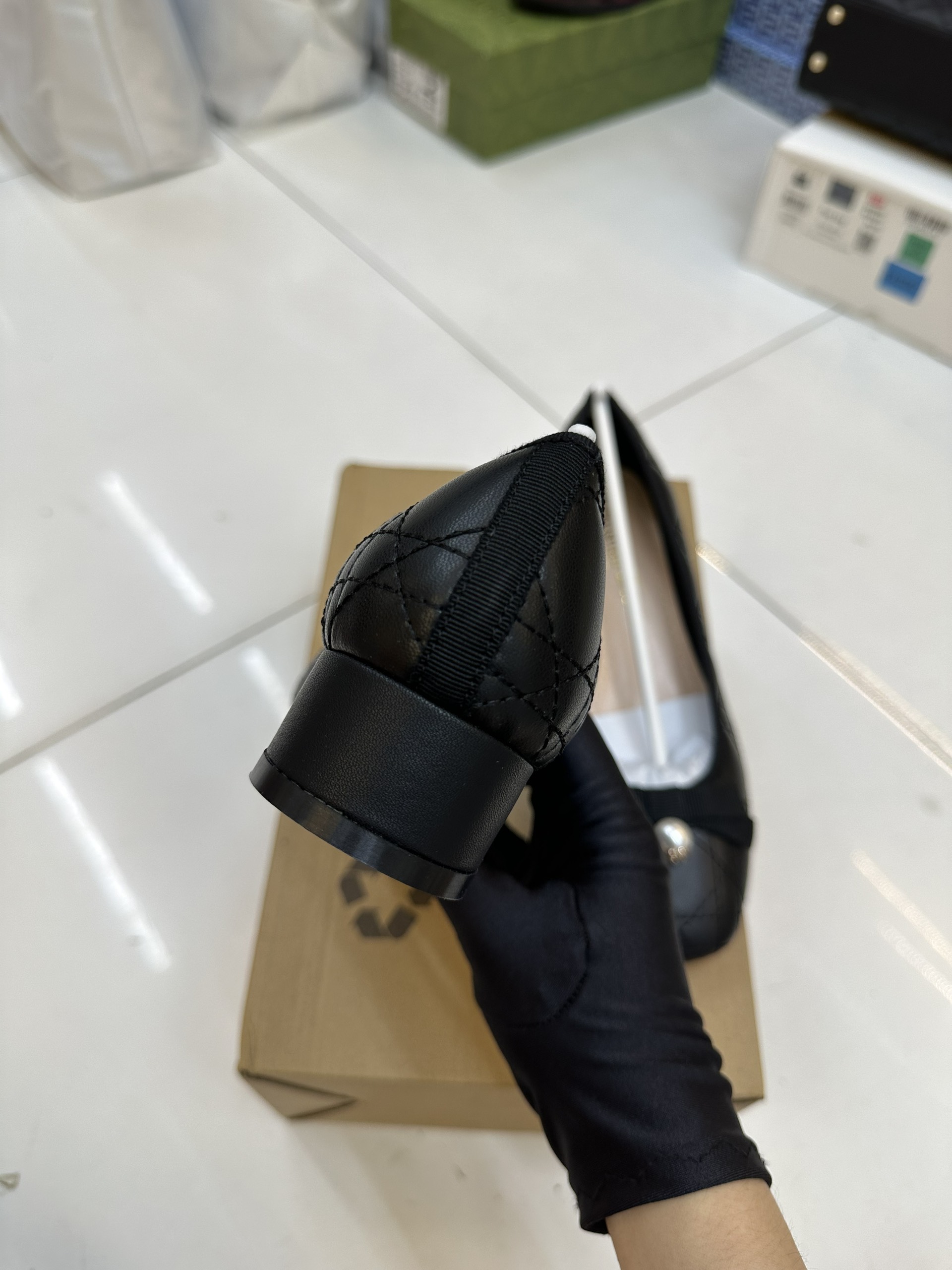 Giày Dior Ballet Pump Black Quilted Cannage Calskin Reference Siêu Cấp Size 35