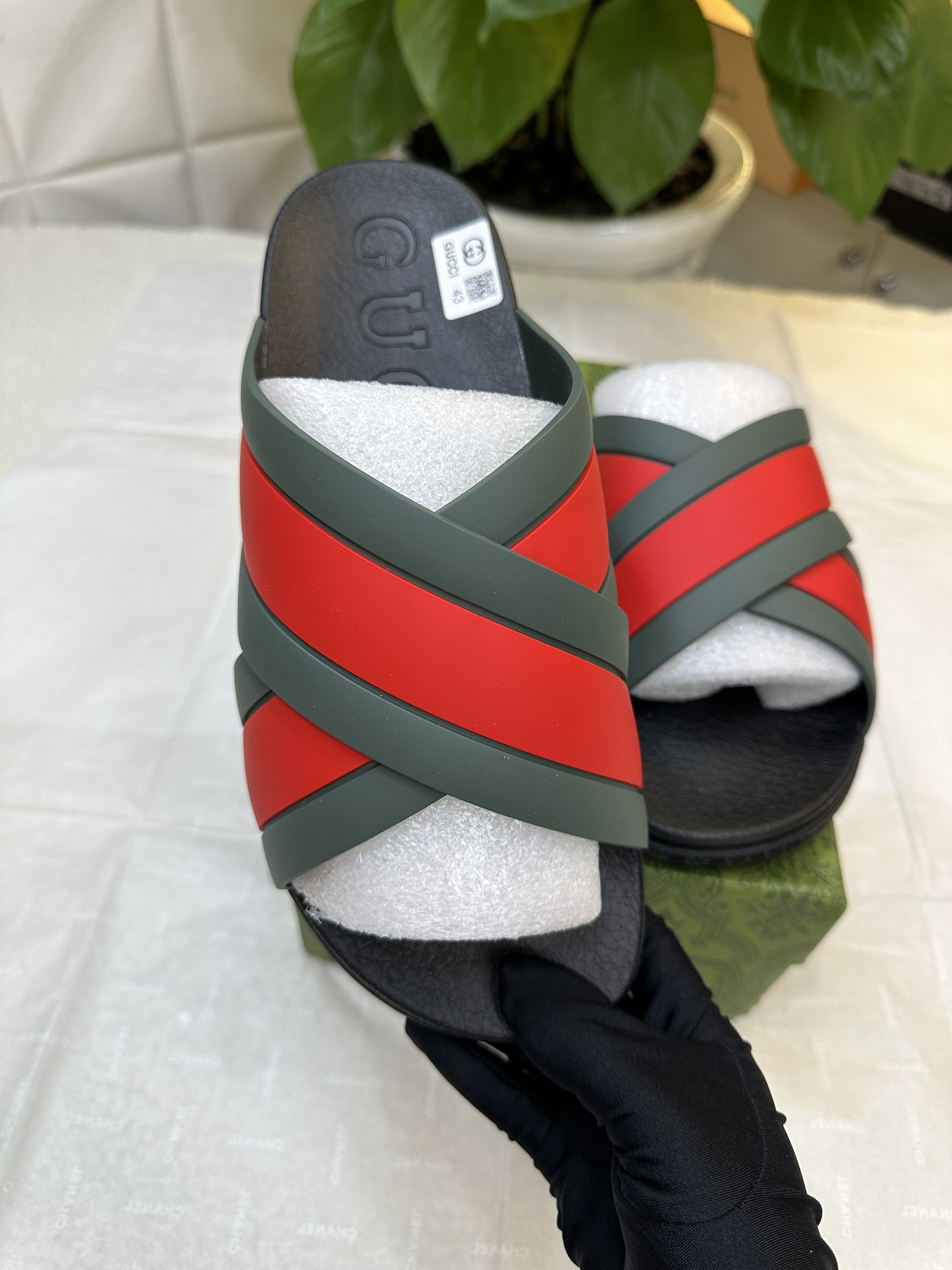 Dép Gucci Striped Rubber Slides Siêu Cấp Size 43