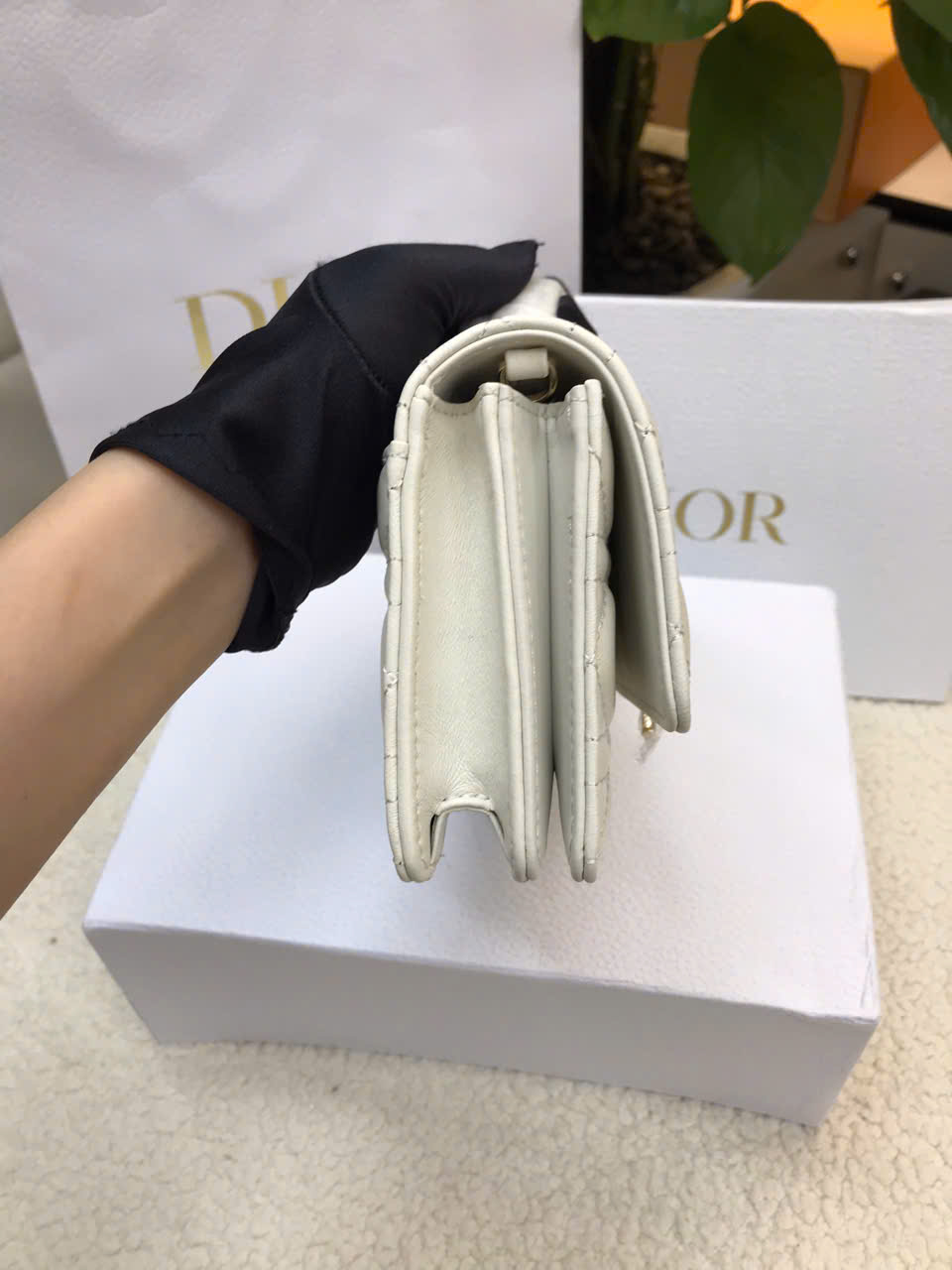 Túi My Dior Mini Bag Latte Cannage Lambskin White Super Size 21cm