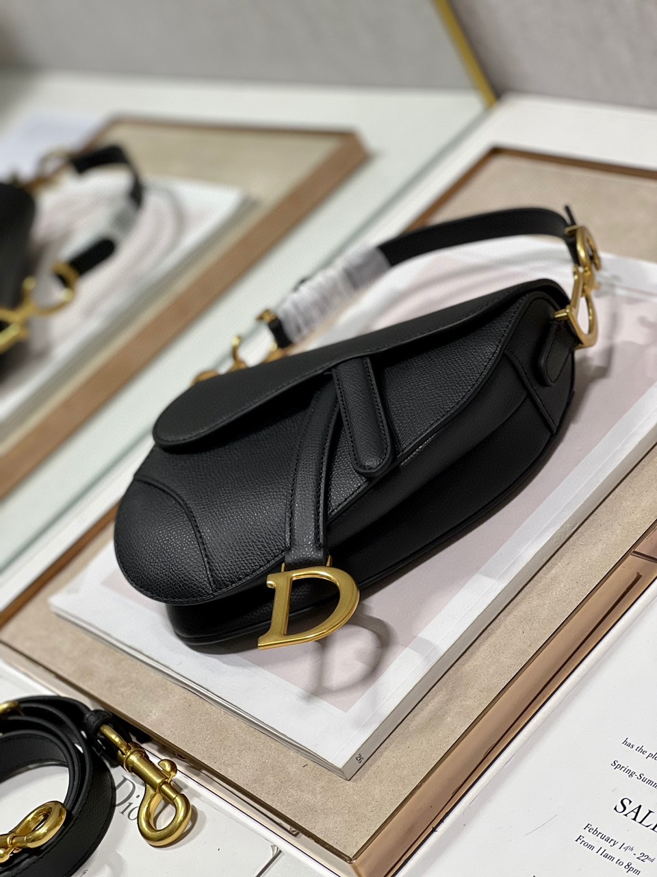 Túi Xách Dior Saddle Siêu Cấp Da Epsom Màu Đen Size 19cm