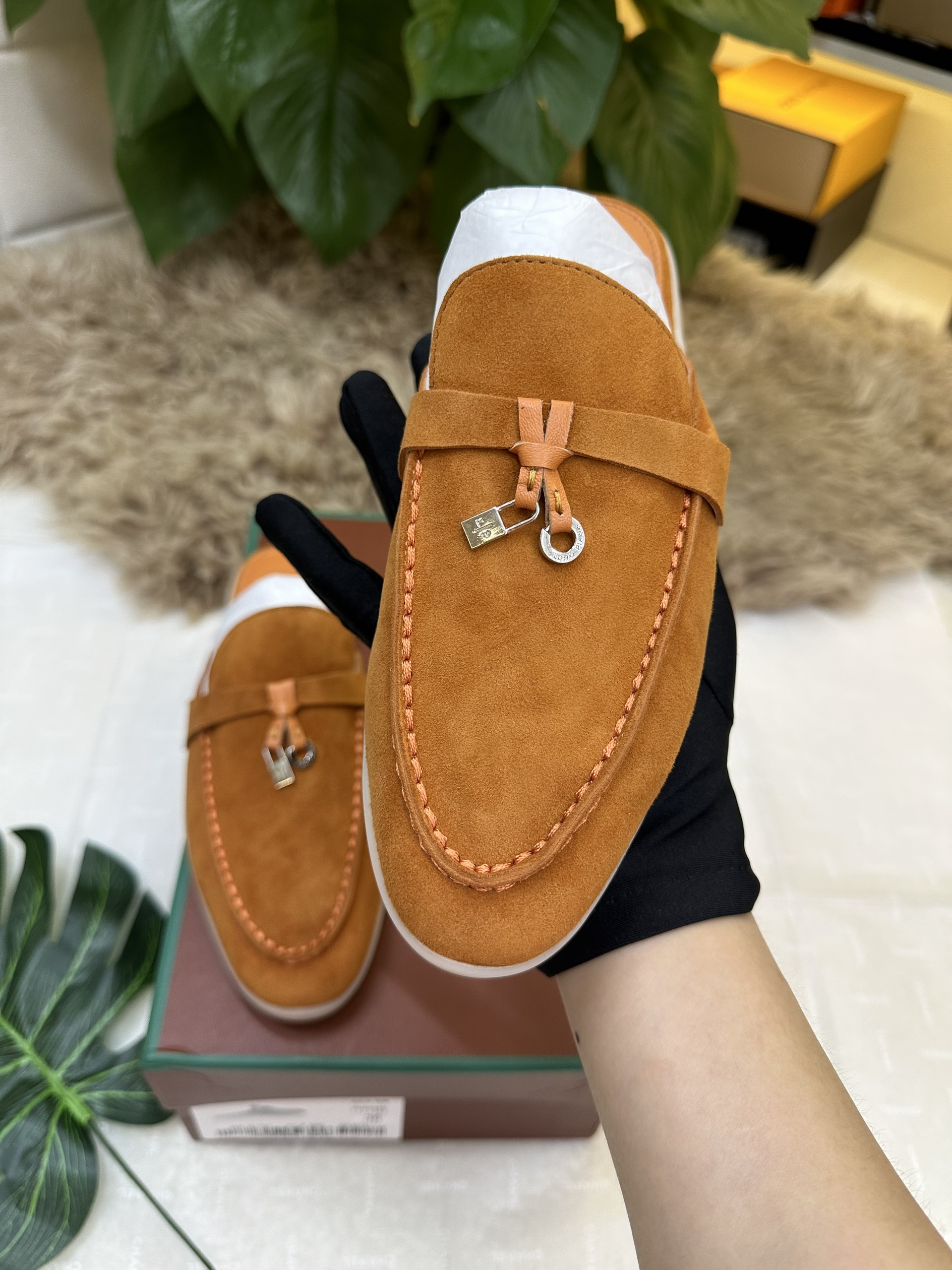 Giày Lười Loro Piana Siêu Cấp Màu Nâu Size 36