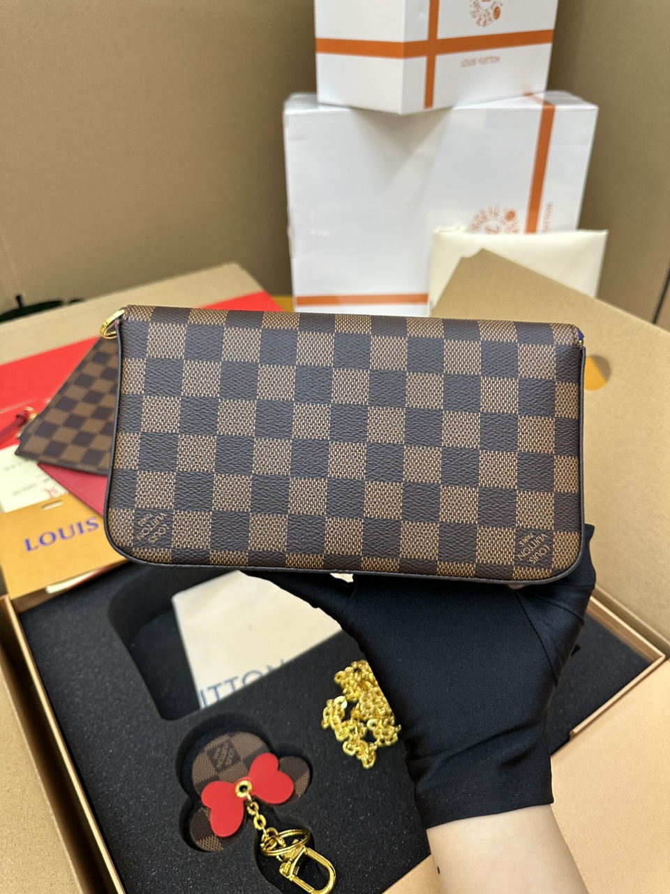 Túi Xách LV Félicie Pochette Super Màu Nâu Size 21cm Fullbox