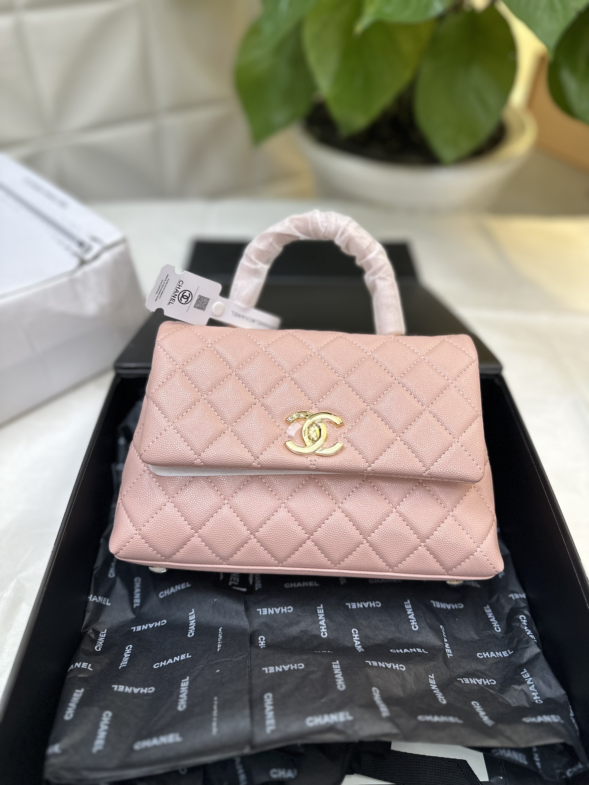 Túi Chanel Coco Super Màu Hồng Logo Gold Size 23cm