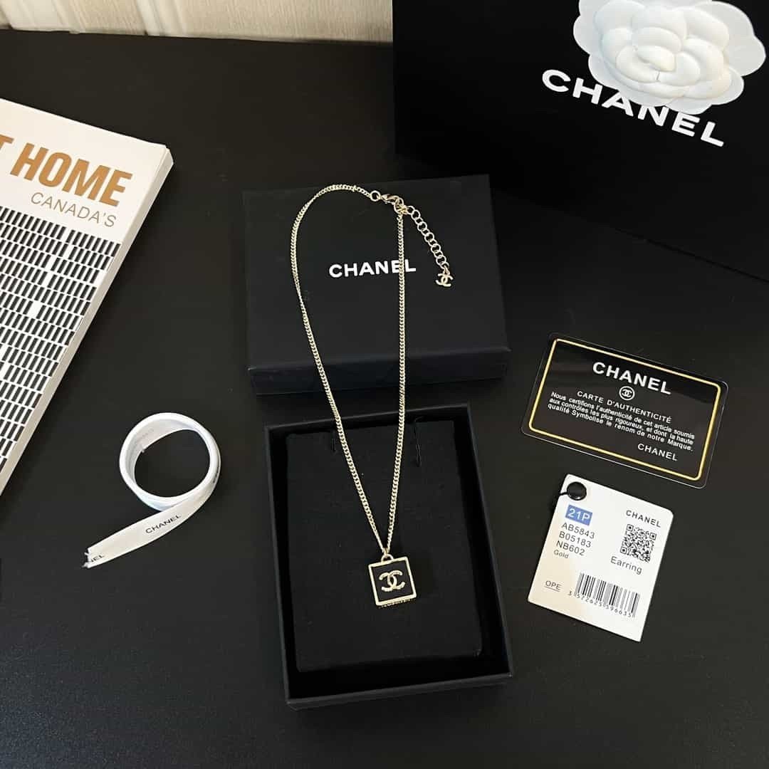 Vòng Cổ Chanel Double C Siêu Cấp Hình Vuông Full Box