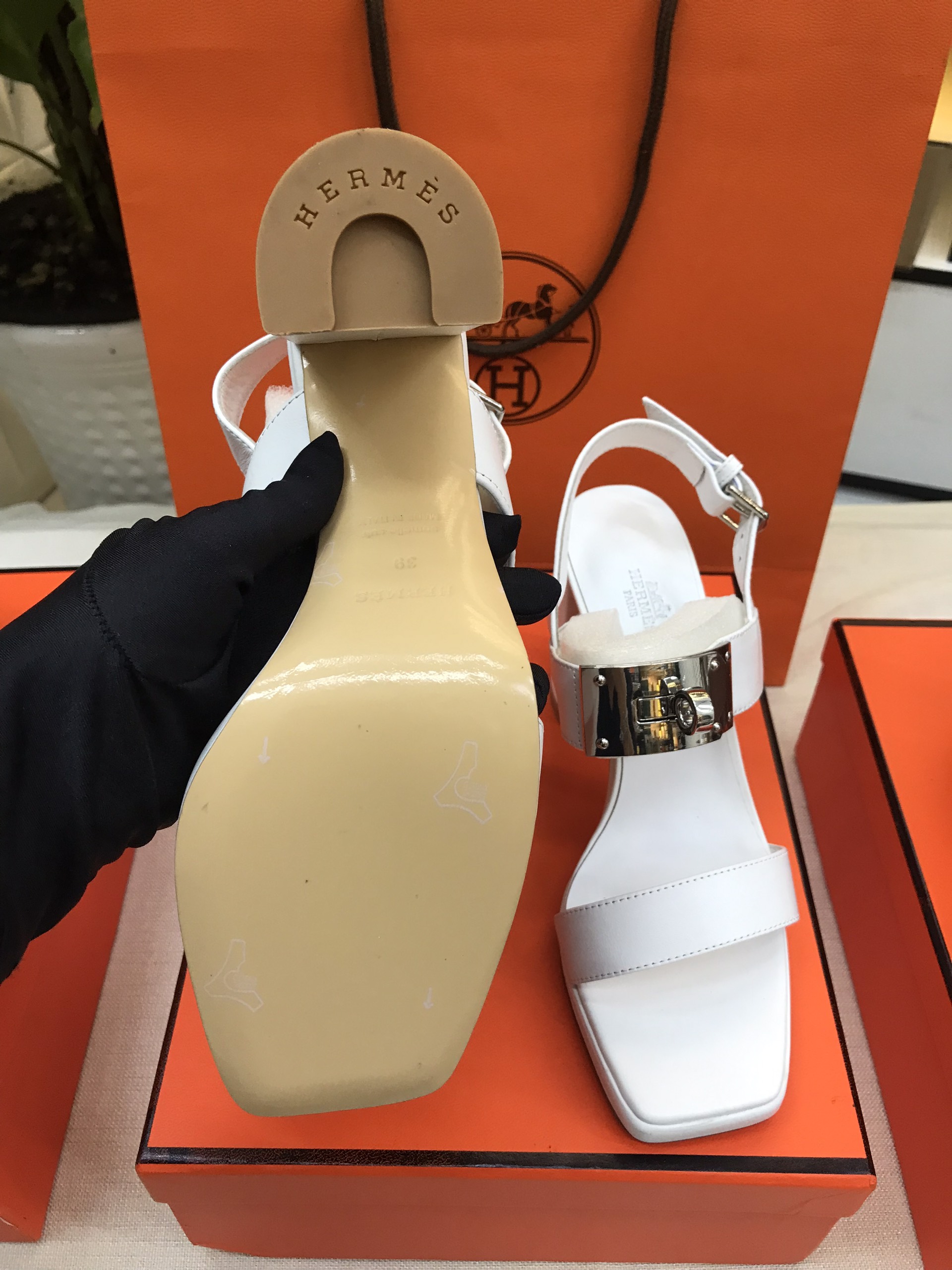 Giày Hermes Ilona 90 Sandal Siêu Cấp Màu Trắng Size 39