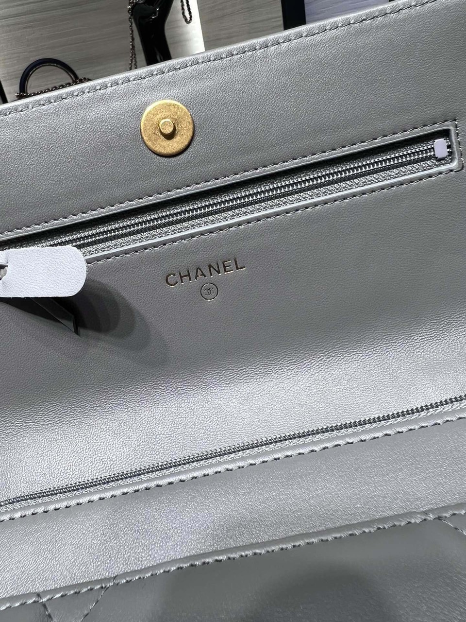 Túi Xách Chanel Hoa Văn Kim Cương Siêu Cấp Màu Xám Size 19cm