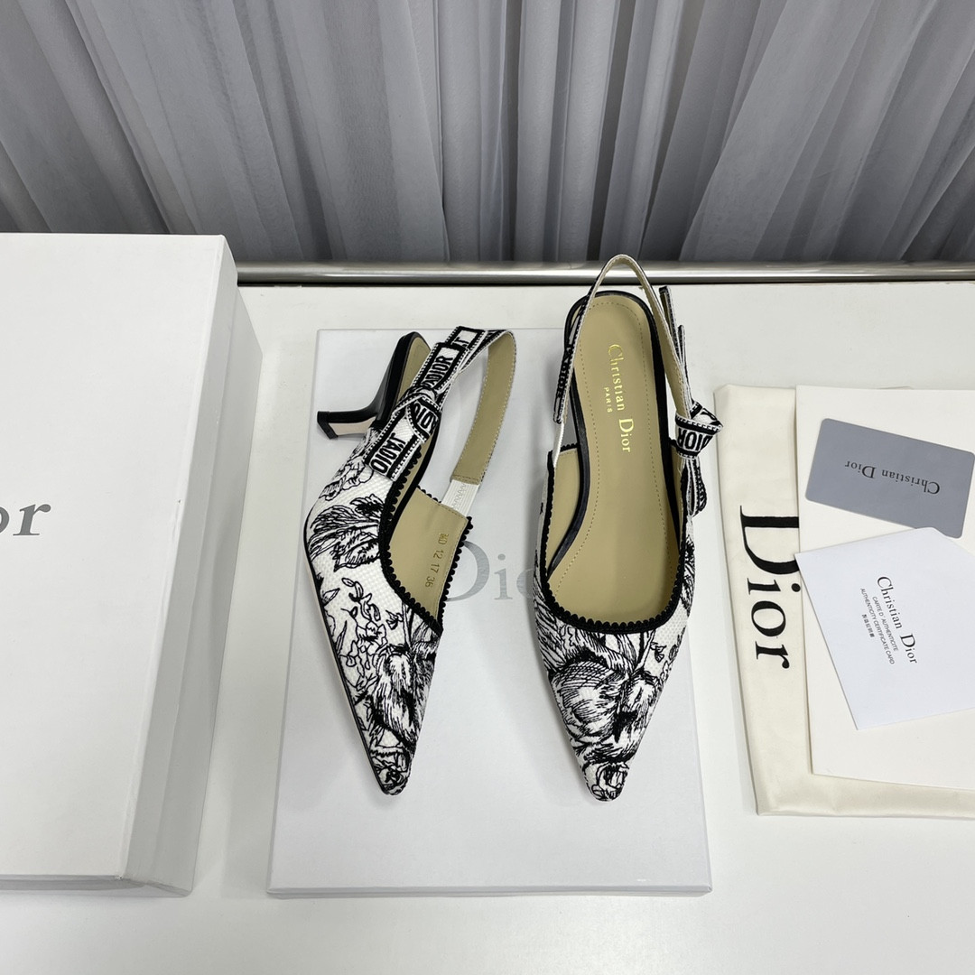 Giày Dior Siêu Cấp Quake Oblique 2022 Màu Trắng Giày Cao Gót Thêu Chỉ Đen
