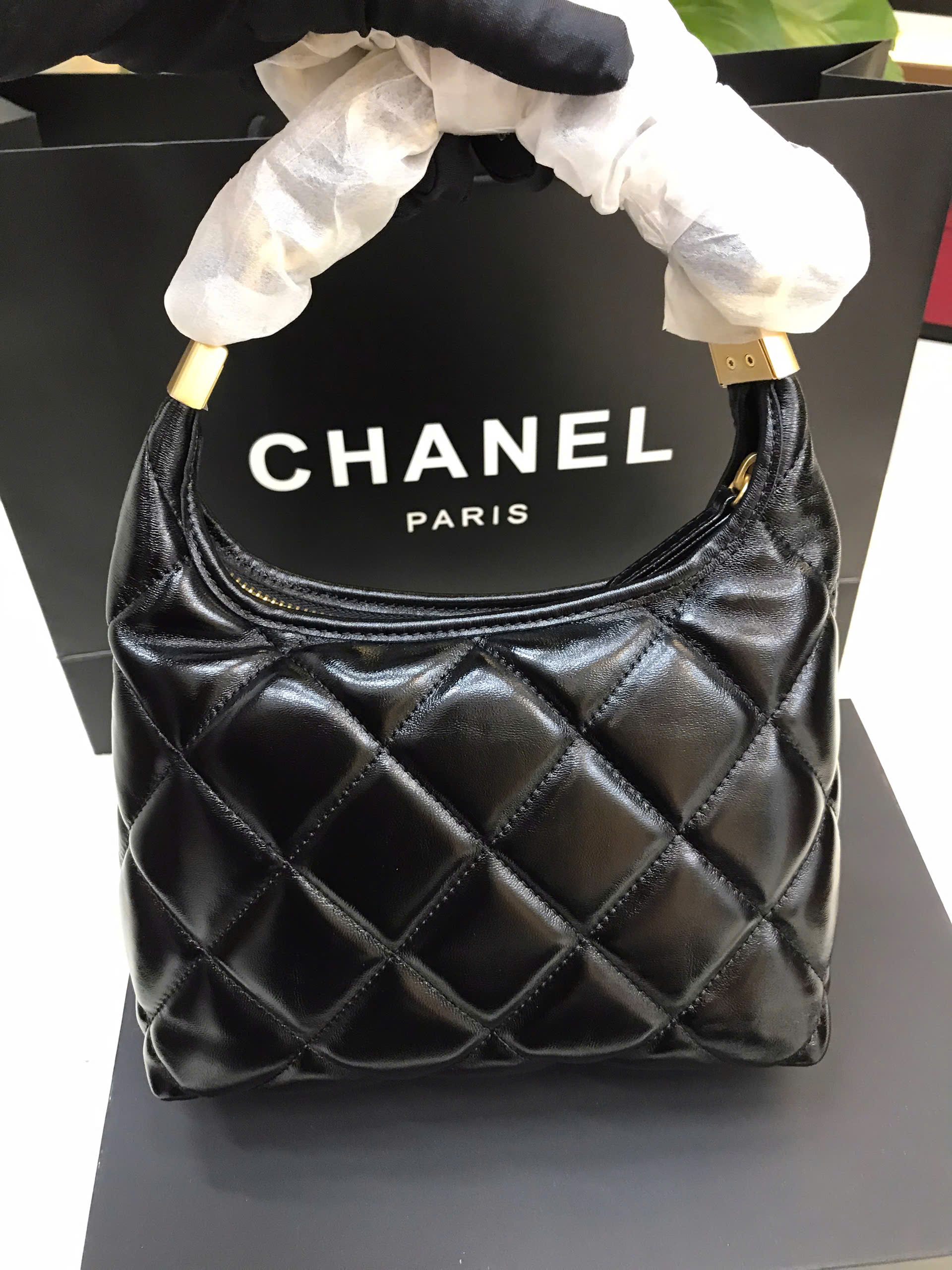 Túi Chanel Hobo Bag Black Vip Size 22cm