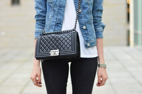 Túi Xách Chanel Super Chanel Boy flap black old medium Size 25cm