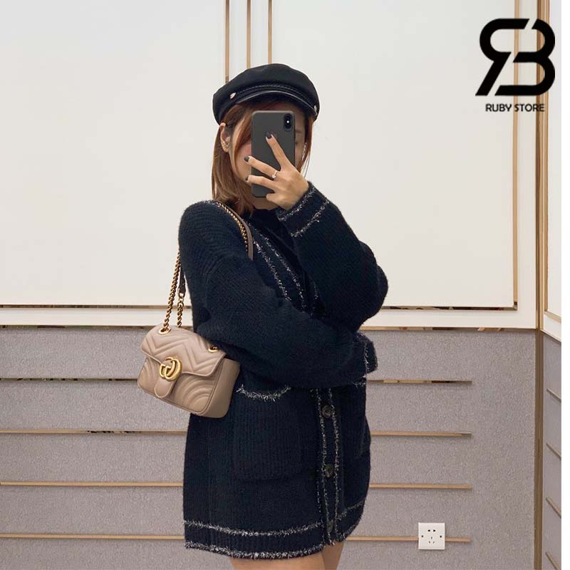 Túi Gucci GG Marmont Matelassé Leather Super Mini Màu Hồng Size 22cm