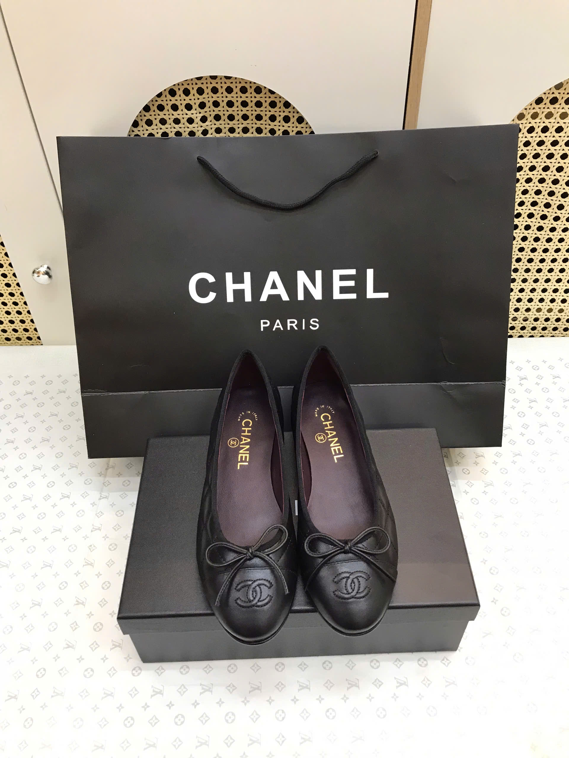 Giày Chanel Ballet Flats Calfskin Black Siêu Cấp Size 38