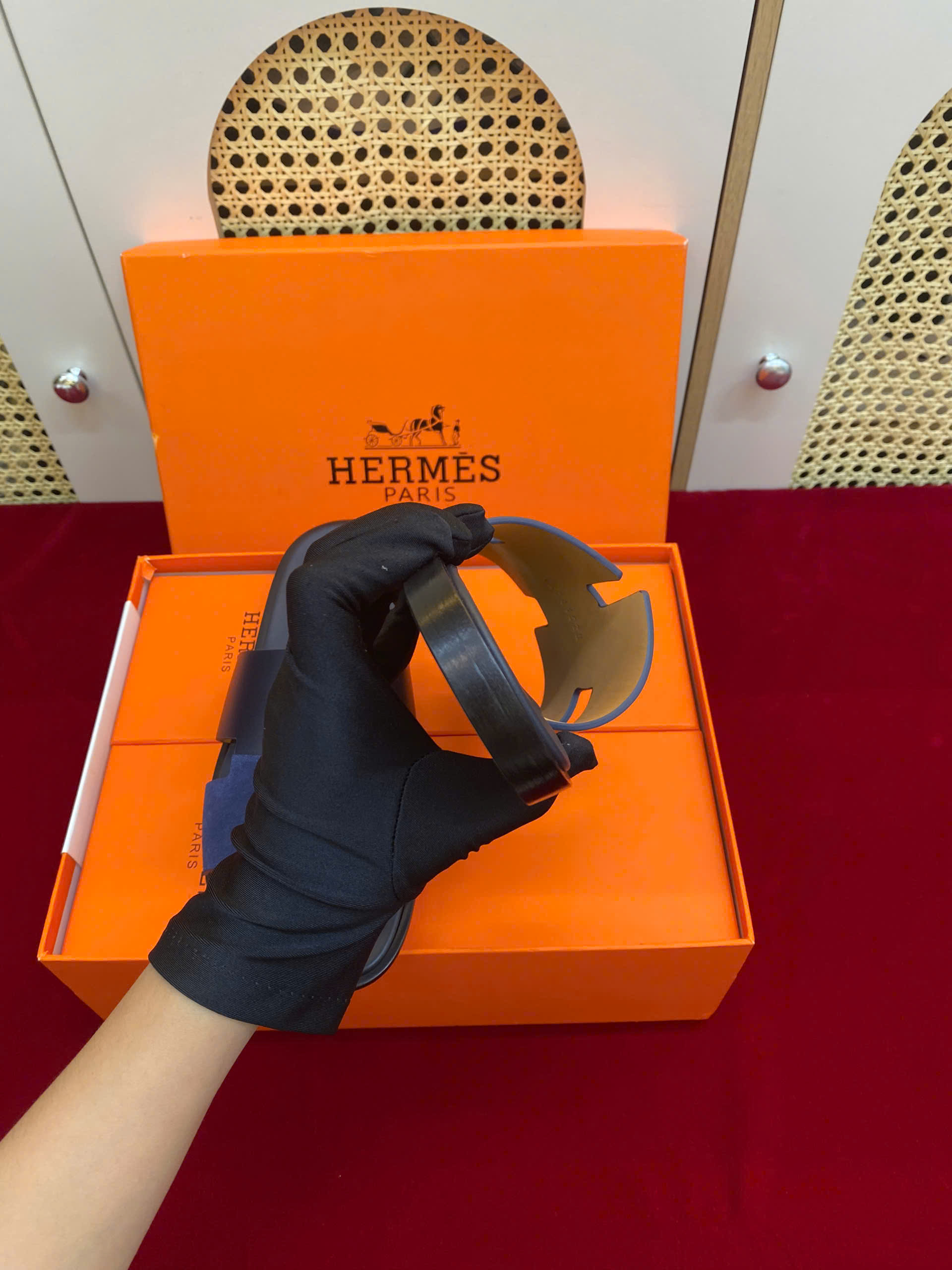 Giày Hermes Izmir Sandal Siêu Cấp Màu Xanh Phối Size 41