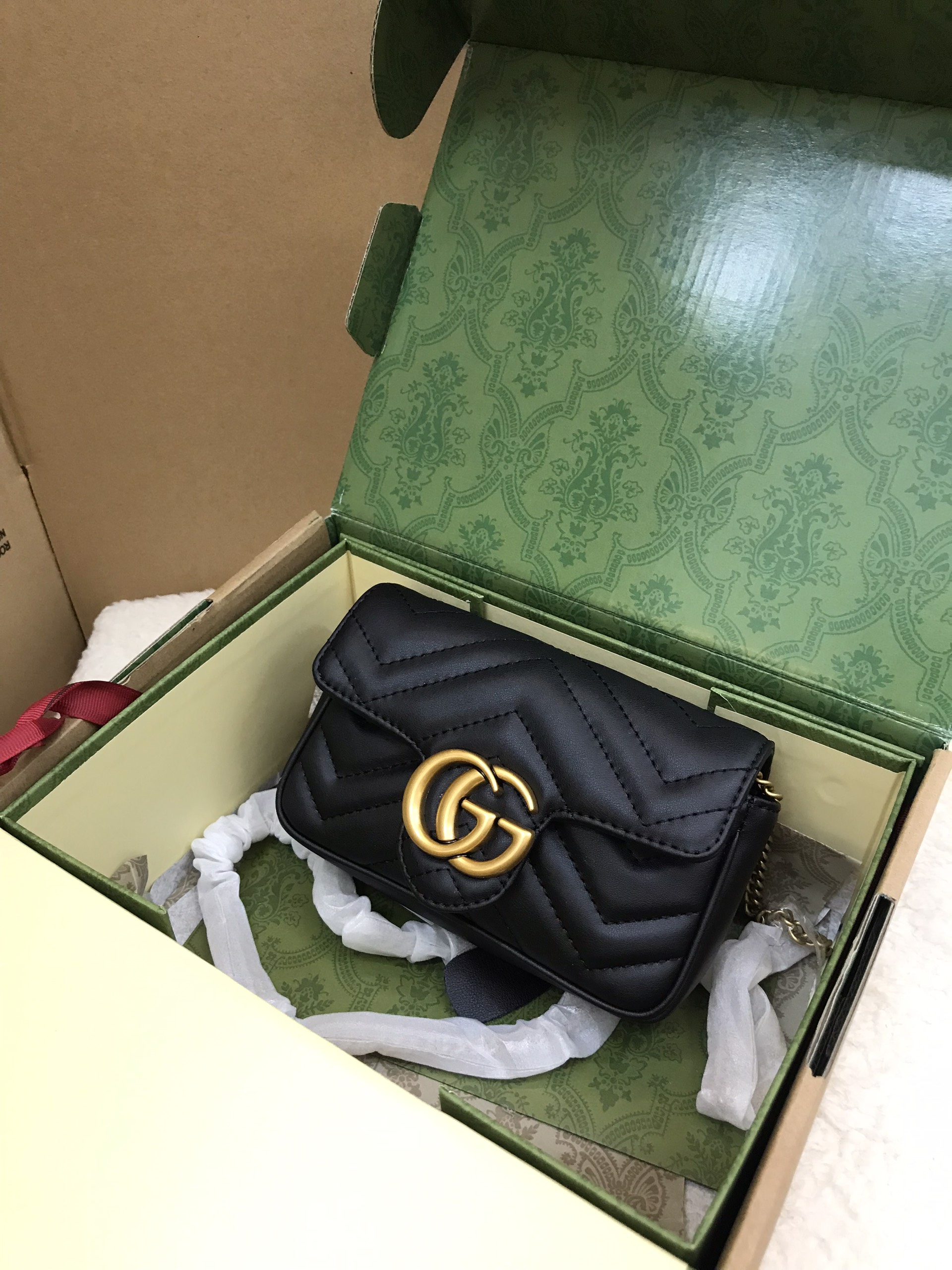 Túi Xách Gucci GG Marmont Matelassé Super Mini 16 cm Màu Đen