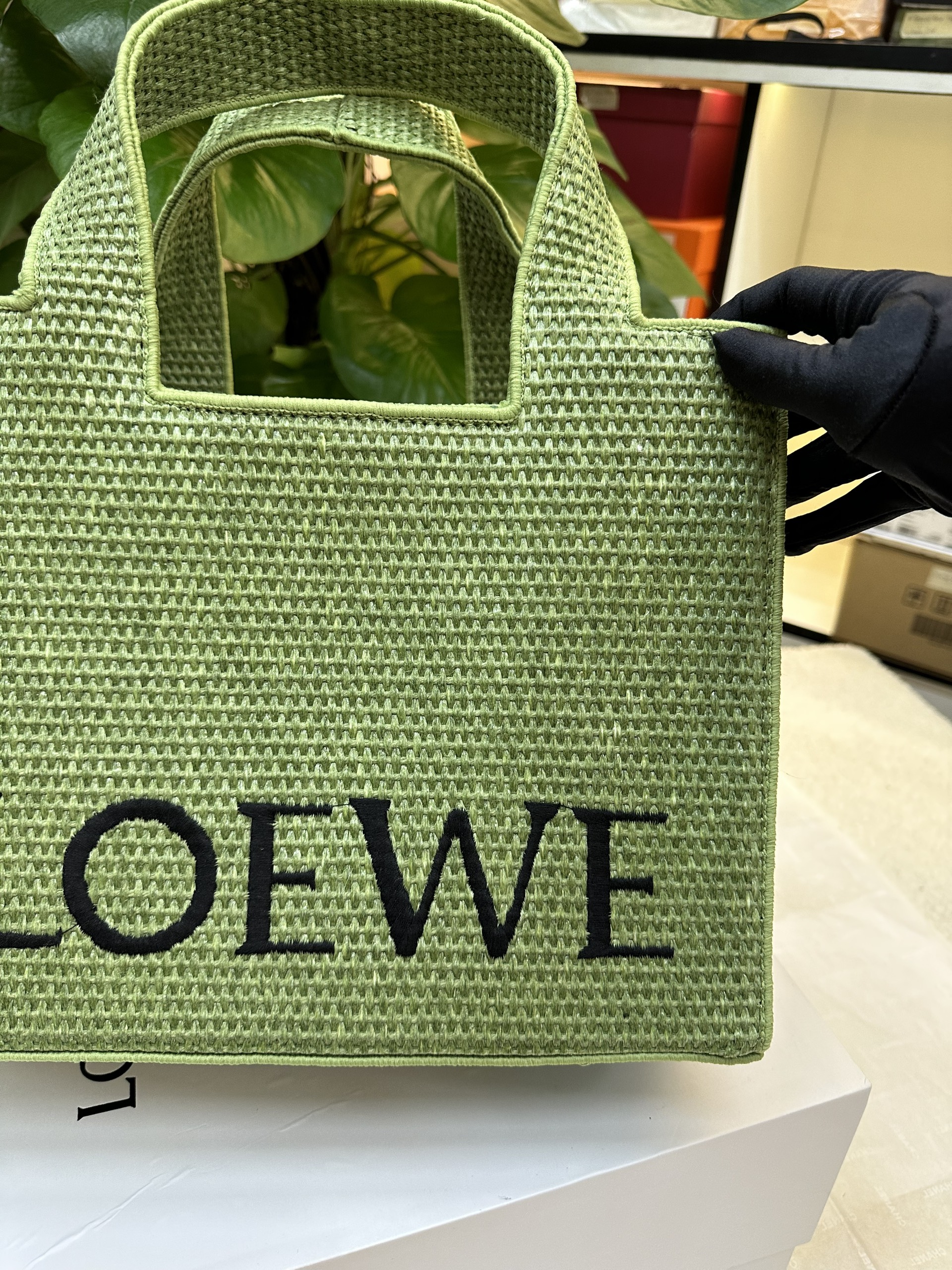 Túi Loewe Medium LOEWE Font Tote In Raffia Super Màu Xanh Size 30cm