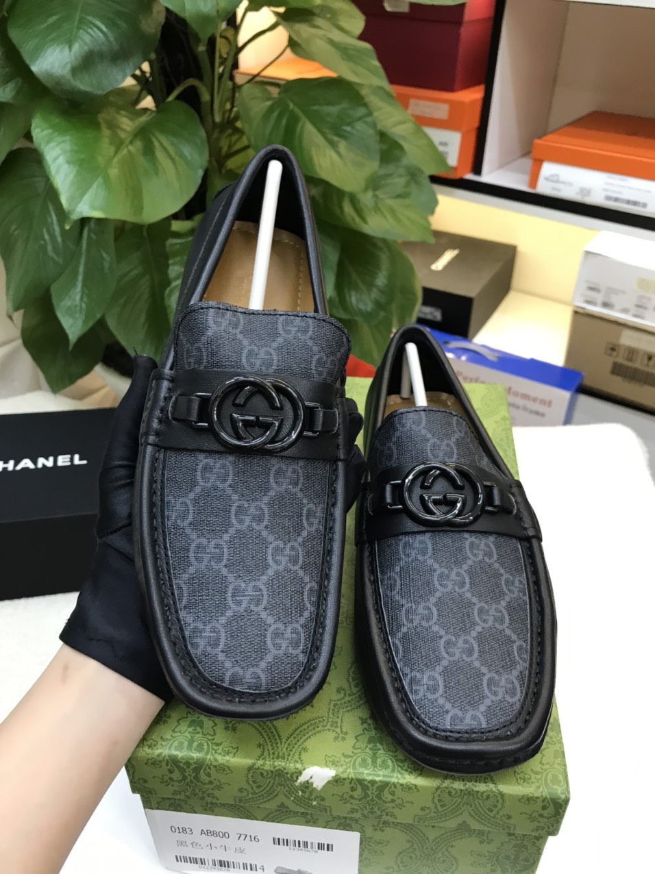 Giày Lười Nam Gucci Moca Men%&&&%s Interlocking G Drive Siêu Cấp Size 38