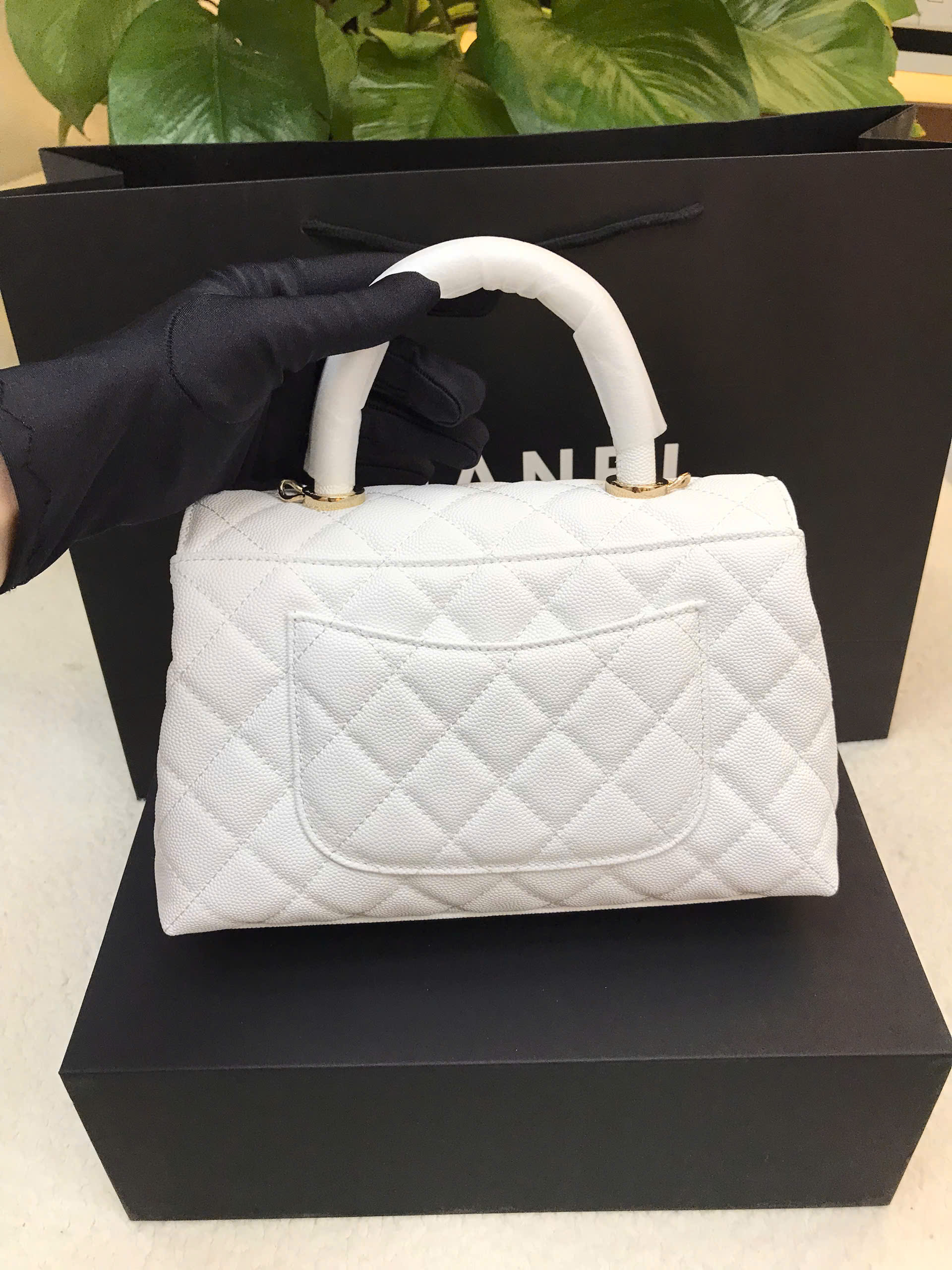 Túi Chanel Caviar Quilted Coco 9.5 Flap White Siêu Cấp Màu Trắng Size 22cm