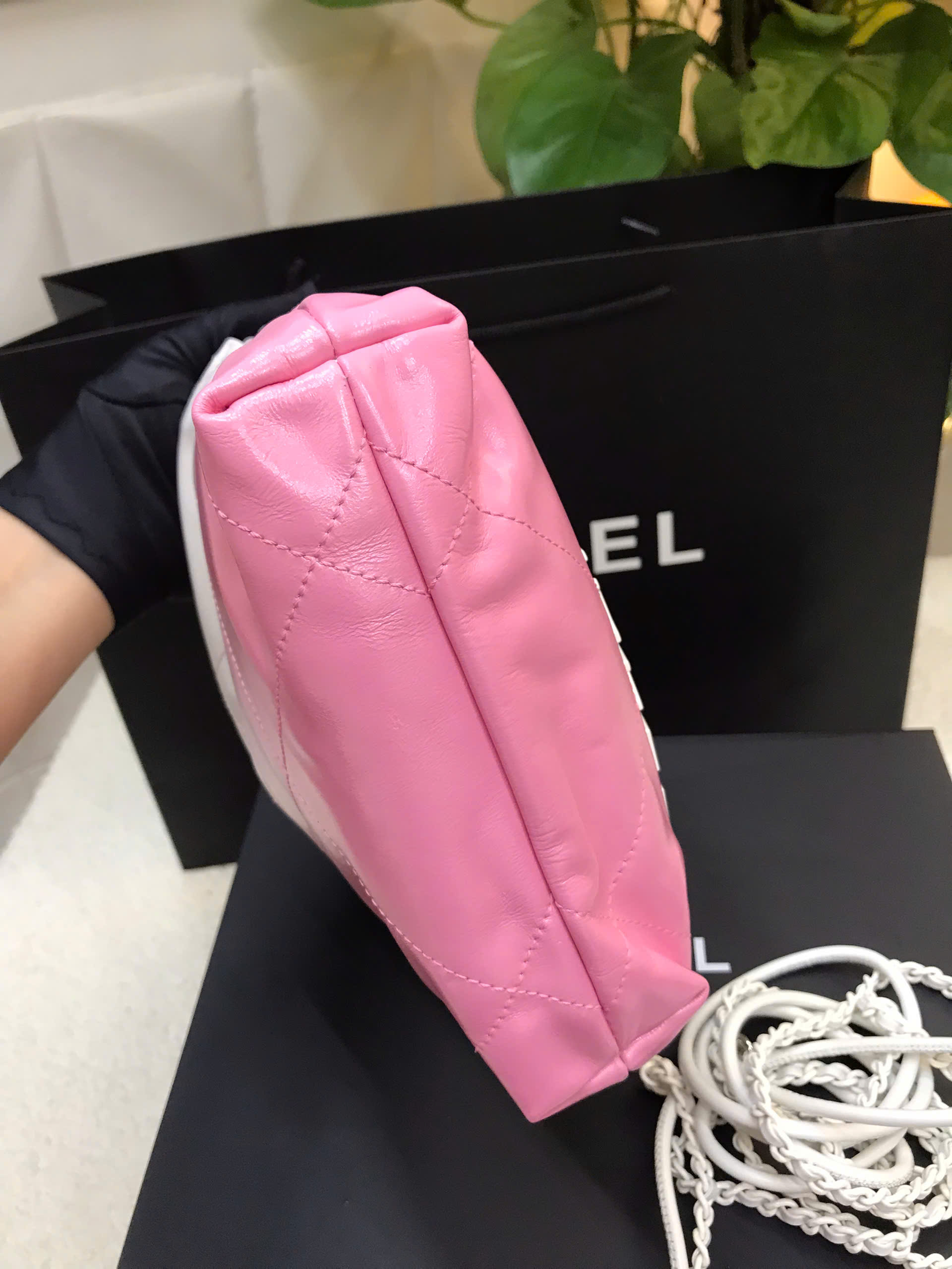 Túi Chanel Mini 22 Siêu Cấp Màu Hồng/ Trắng Size 20cm