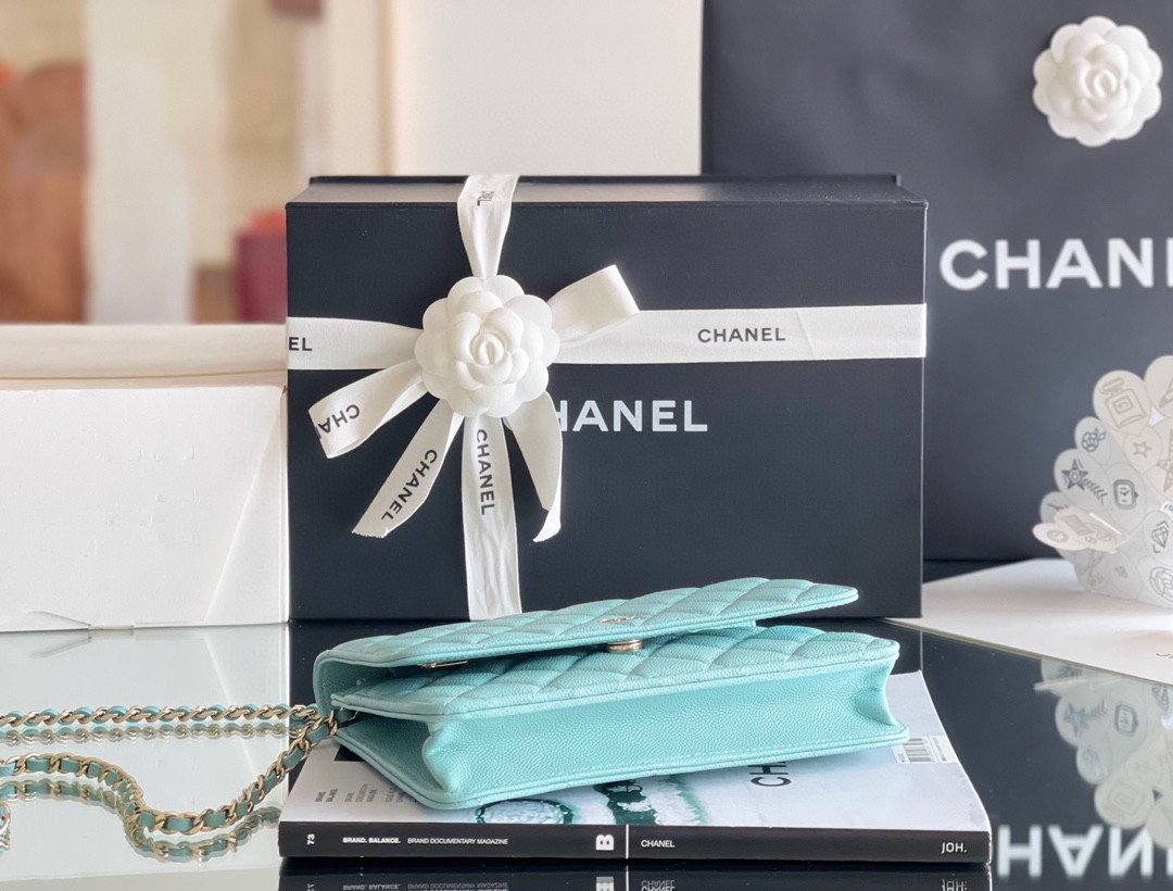 Túi Xách Chanel Woc Vip Màu Xanh Nhũ Tiffany  SIze 20cm