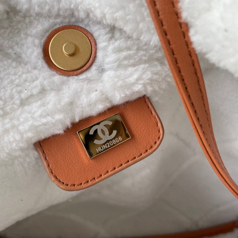 Túi Xách Chanel 22 Bag Lông Cừu Màu Nâu Đẹp AS3260