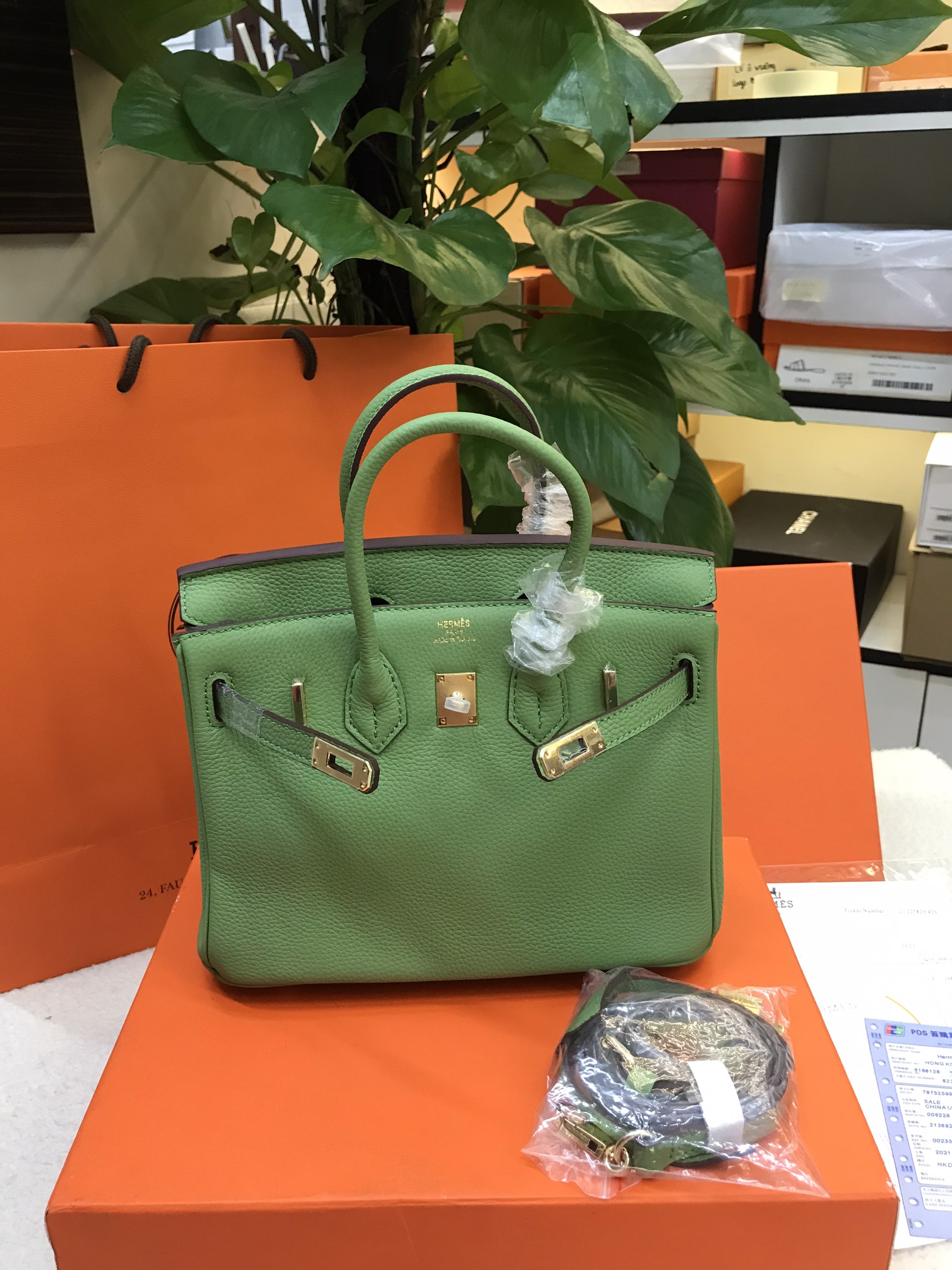 Túi Hermes Birkin 25 Super Màu Xanh Lá Khóa Vàng Size 25cm