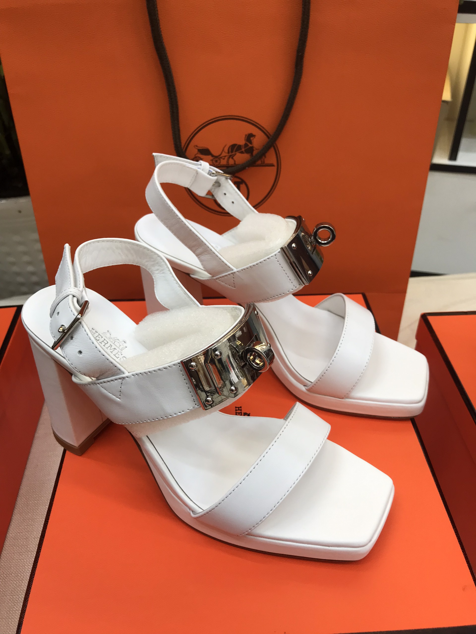 Giày Hermes Ilona 90 Sandal Siêu Cấp Màu Trắng Size 39