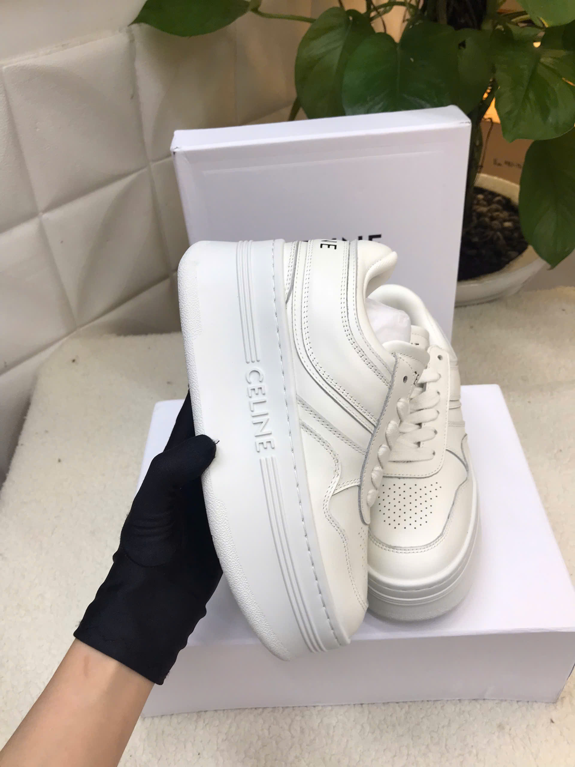 Giày Celine Block Sneakers With Wedge Outsole In Calfskin Siêu Cấp Size 35