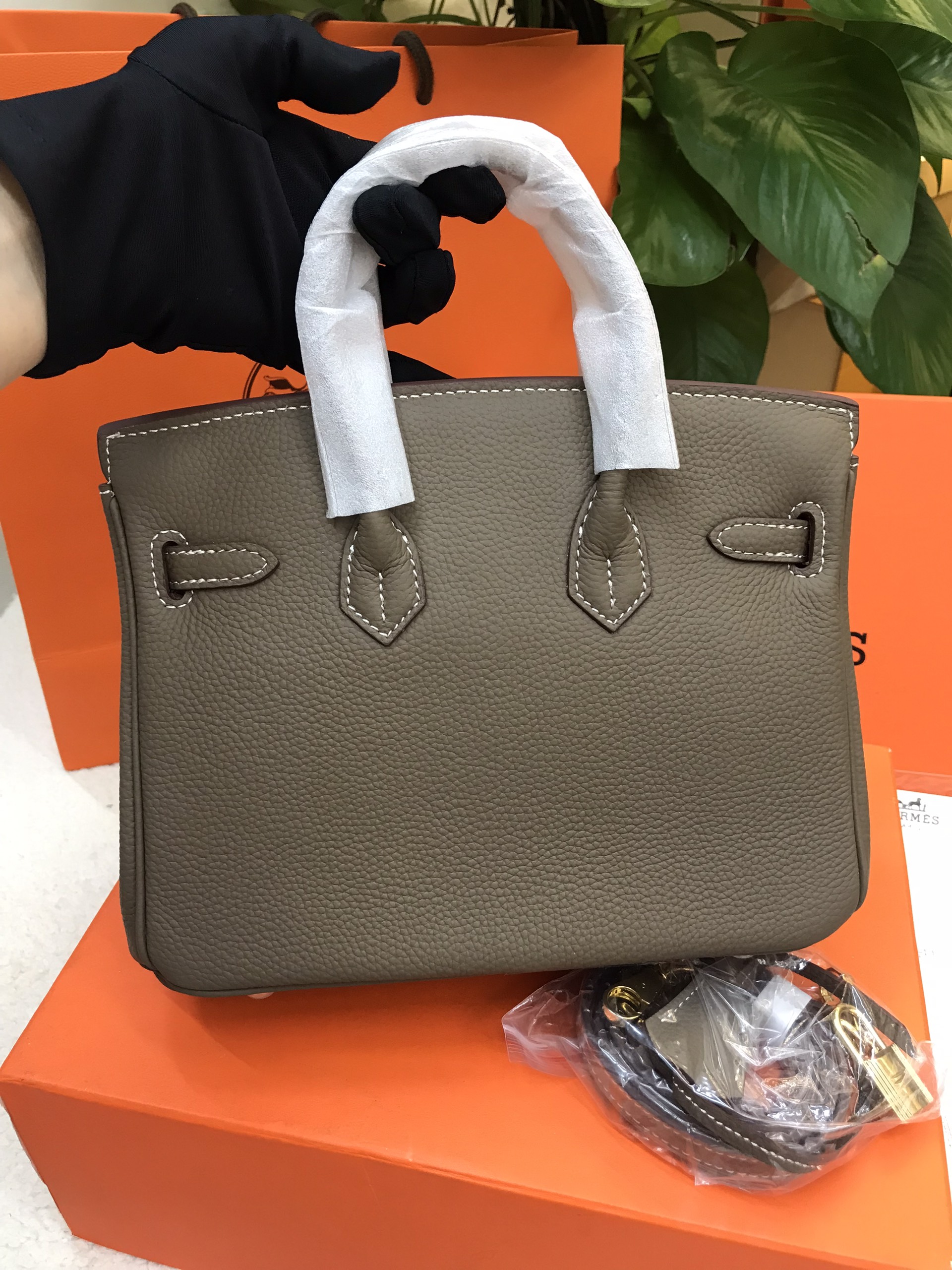 Túi Hermes Birkin 25 Super Màu Xám Đậm Khóa Vàng Size 25cm