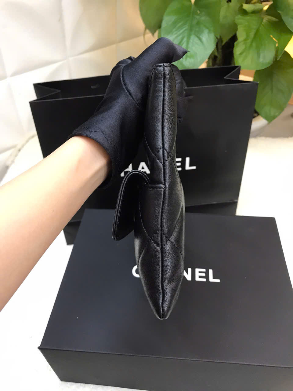 Túi Chanel Clutch Da Cừu Màu Đen Vip AS5038 Size 25cm