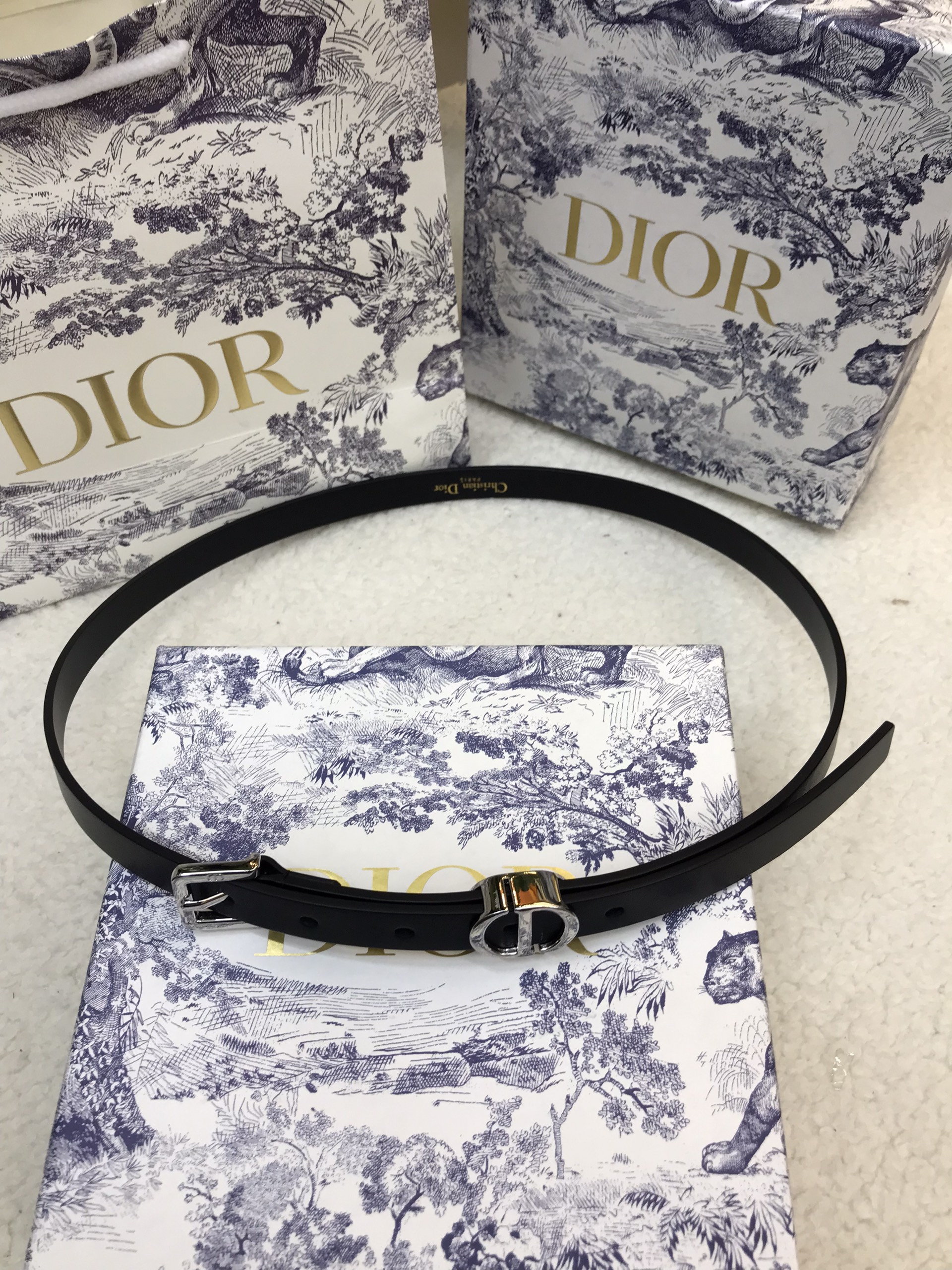 Thắt Lưng Dior 30 Montaigne Loop Belt Black Logo Silver Siêu Cấp