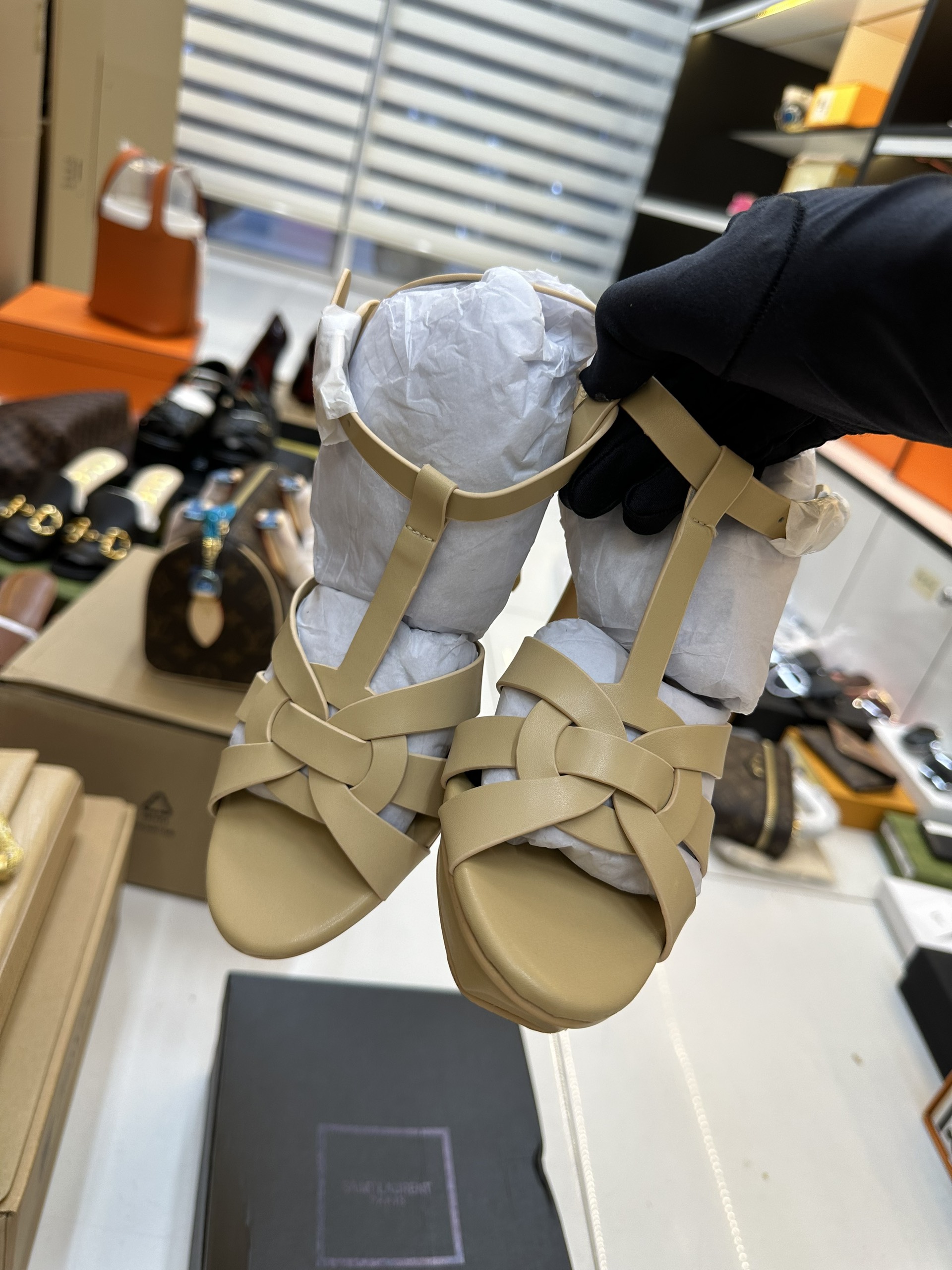 Giày YSL Tribute Platform Sandals In Smooth Leather Siêu Cấp Size 35